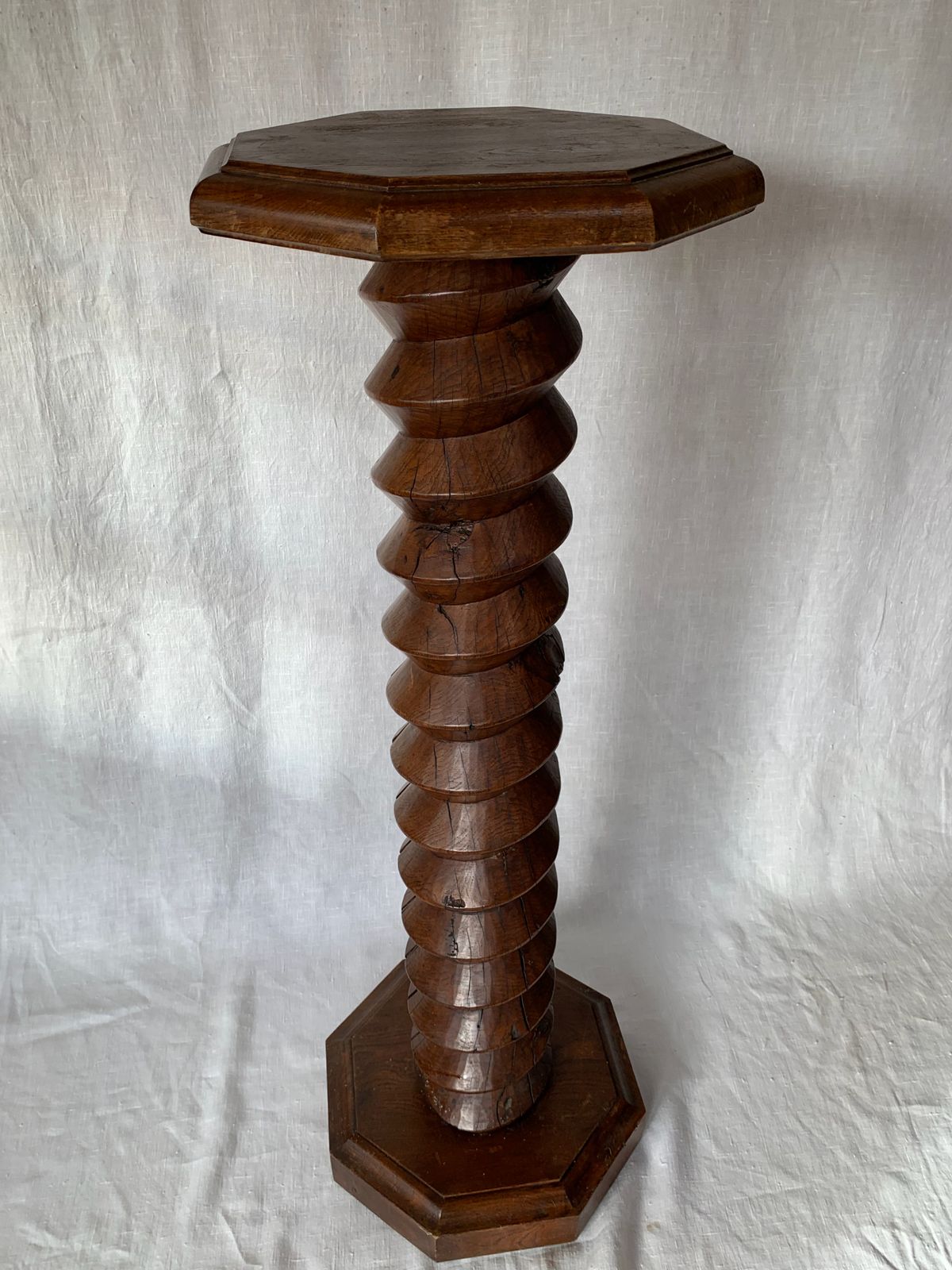 French 19th Century Wine Press Screw Pedestal Octogonal Support Plant Holder photo Home Decor