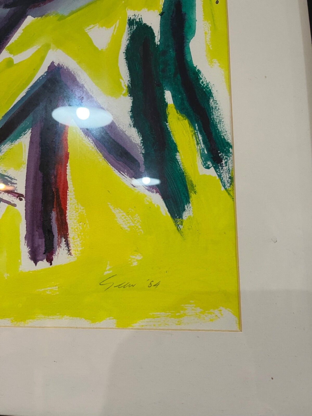 Original William Gear Painting Water Colour Abstract Composition 1984 “Rhodes” photo vinterior