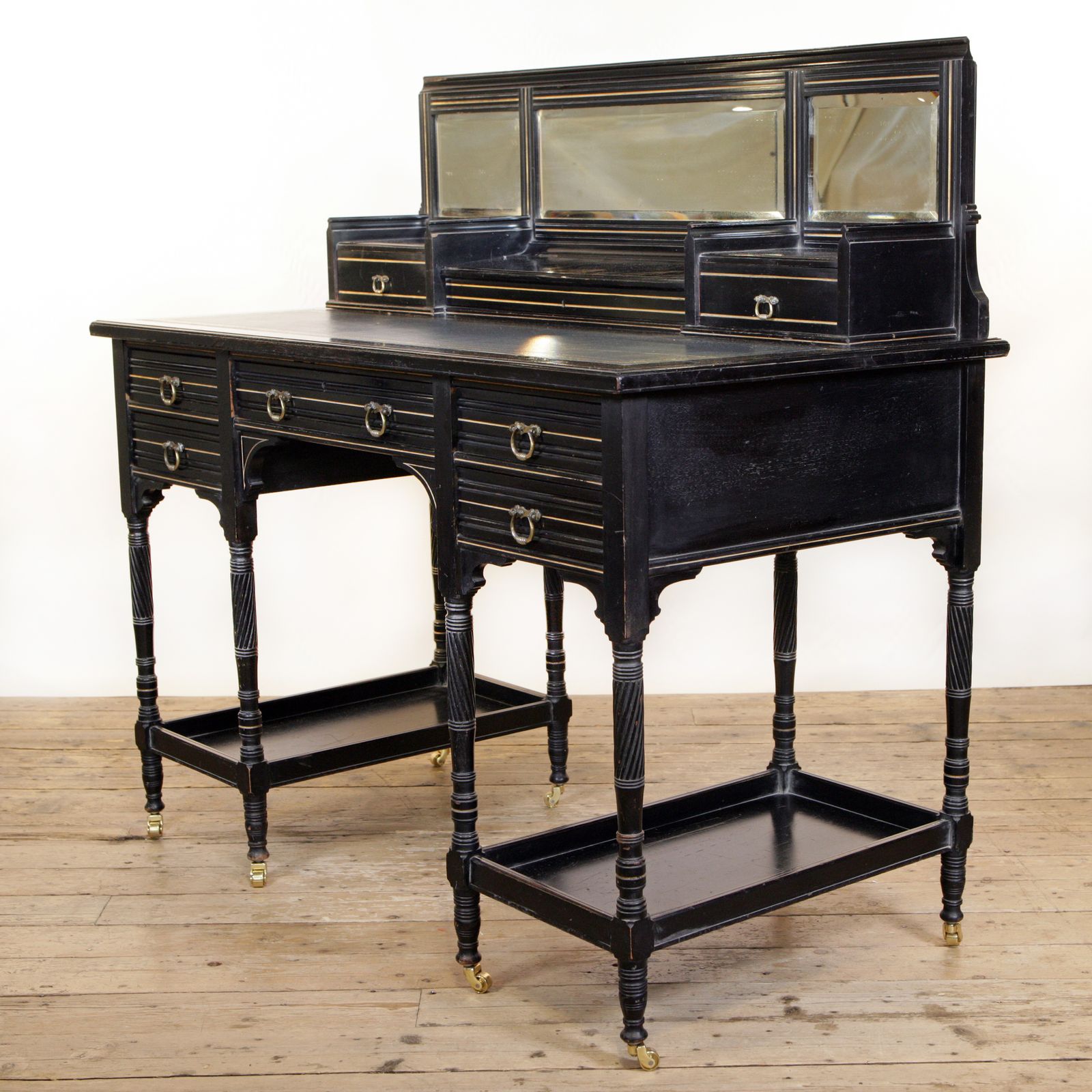 A Good Ebonised And Parcel Gilt Aesthetic Movement Desk, In The Manner Of Gillows photo furniture