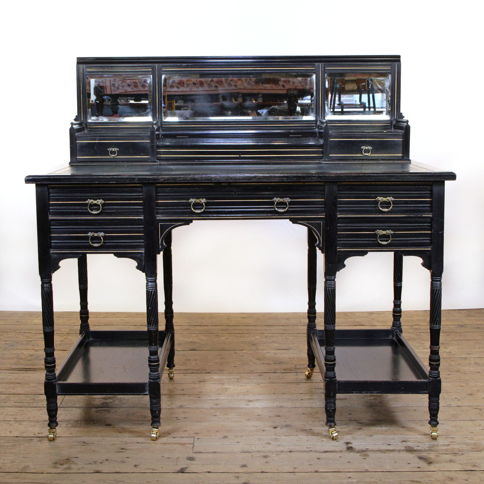 A Good Ebonised And Parcel Gilt Aesthetic Movement Desk, In The Manner Of Gillows