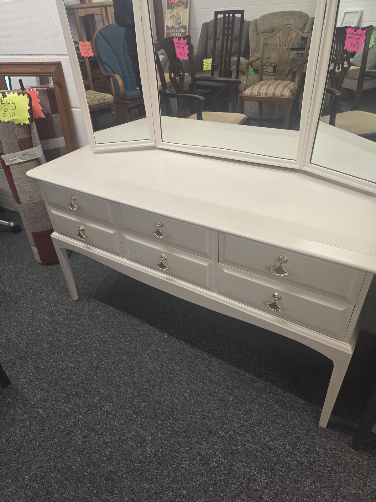 Stag Minstel Upcycked Triple Mirrored Dressing Table photo furniture