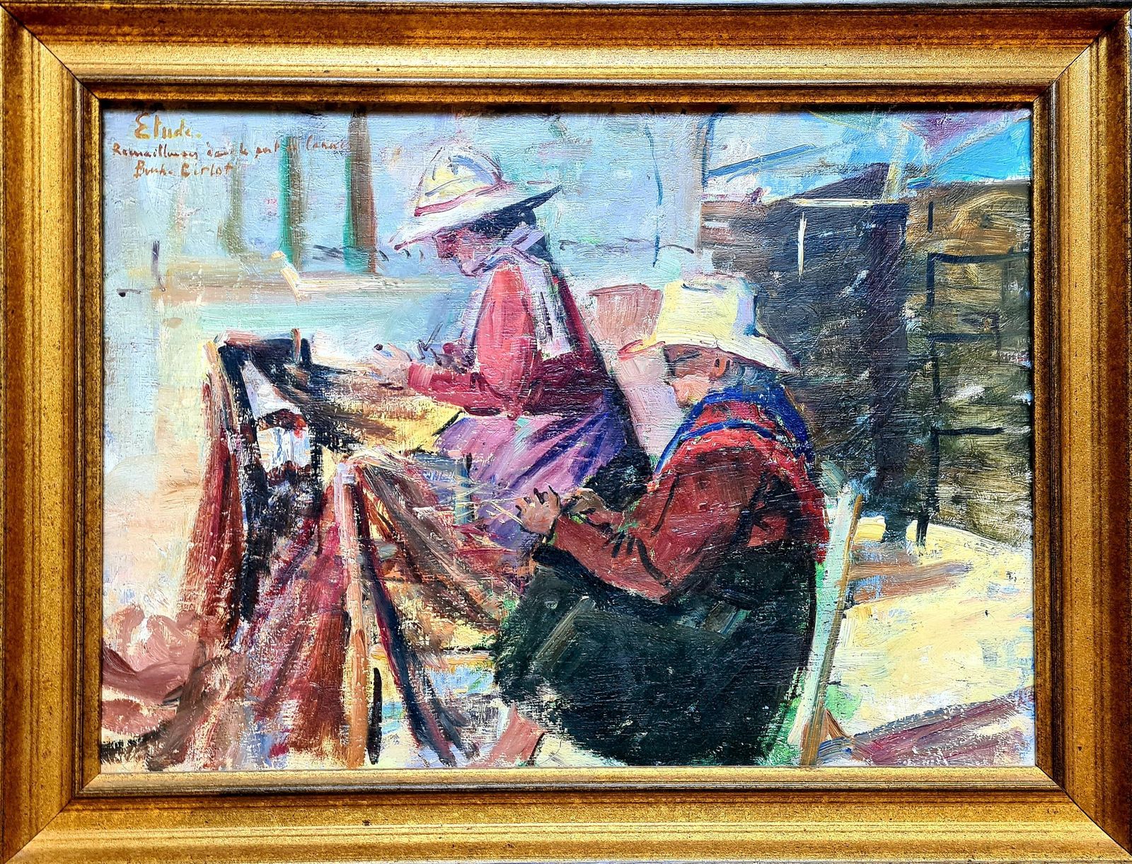 Nguyen Van Binh Cirlot Mending The Fish Nets, Post Impressionist Marine Scene, Les Remailleures