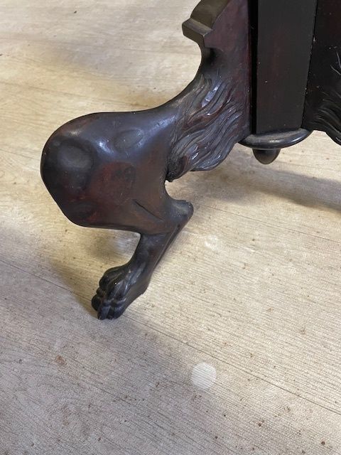 Quality 19th Century Mahogany Torchere With Unusual Carved Animal Feet And A Circular Top photo 180.0