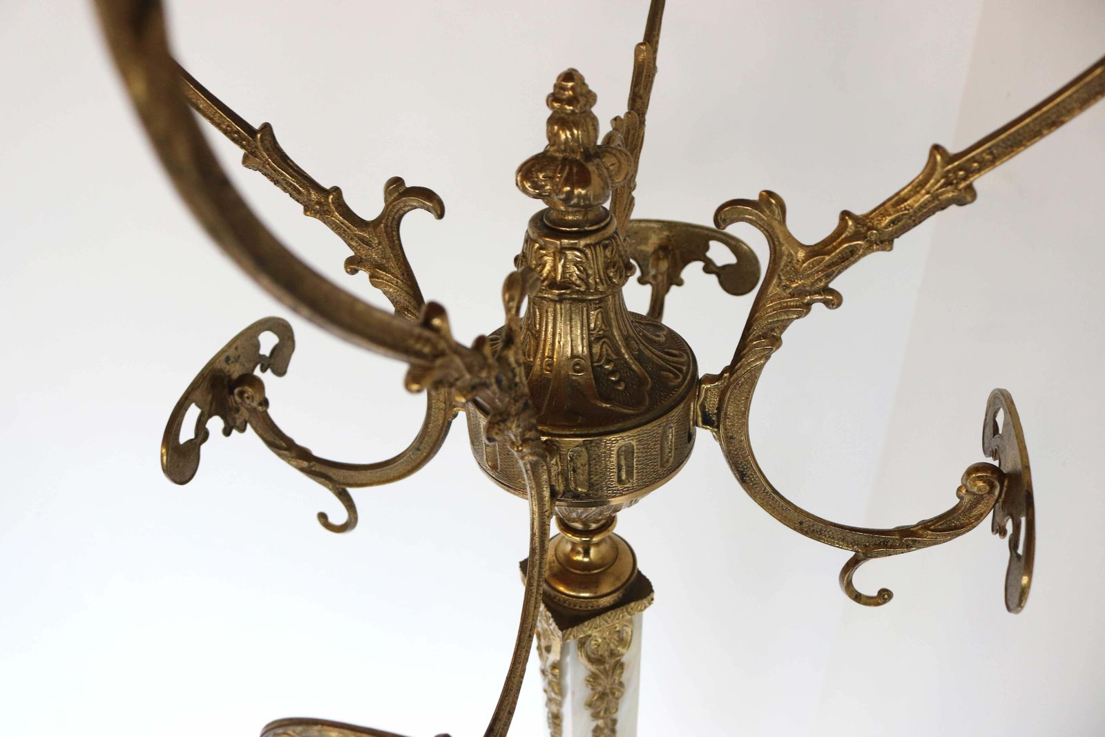 Italian Ornate Antique Brass & Onyx Square Marble Coat Hat Rack Hall Tree Stand photo Furniture