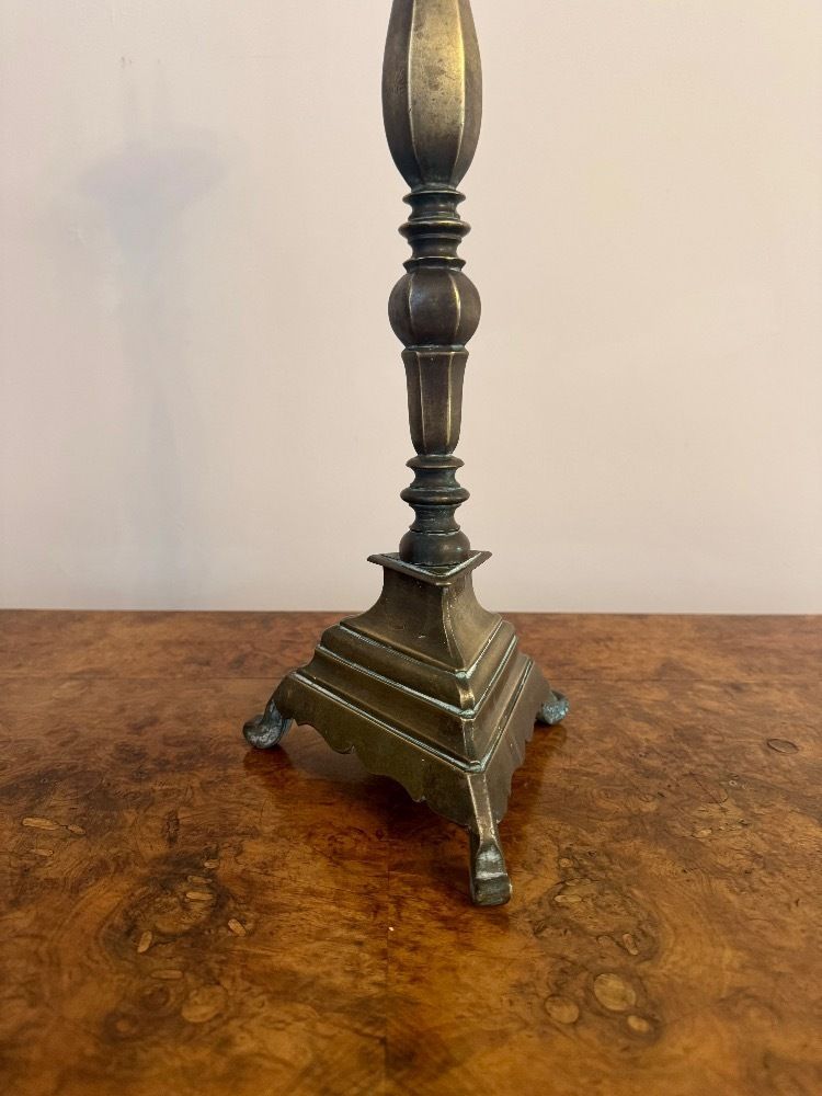 Large Quality Pair Of Antique Regency Brass Pricket Candlesticks photo Home Decor