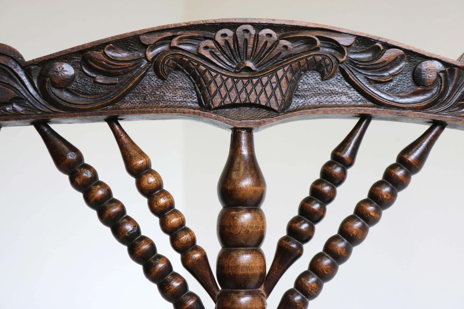 Antique Dutch Triangular Turned Bobbin Corner Chair Rush Seat Knitting Armchair photo Furniture