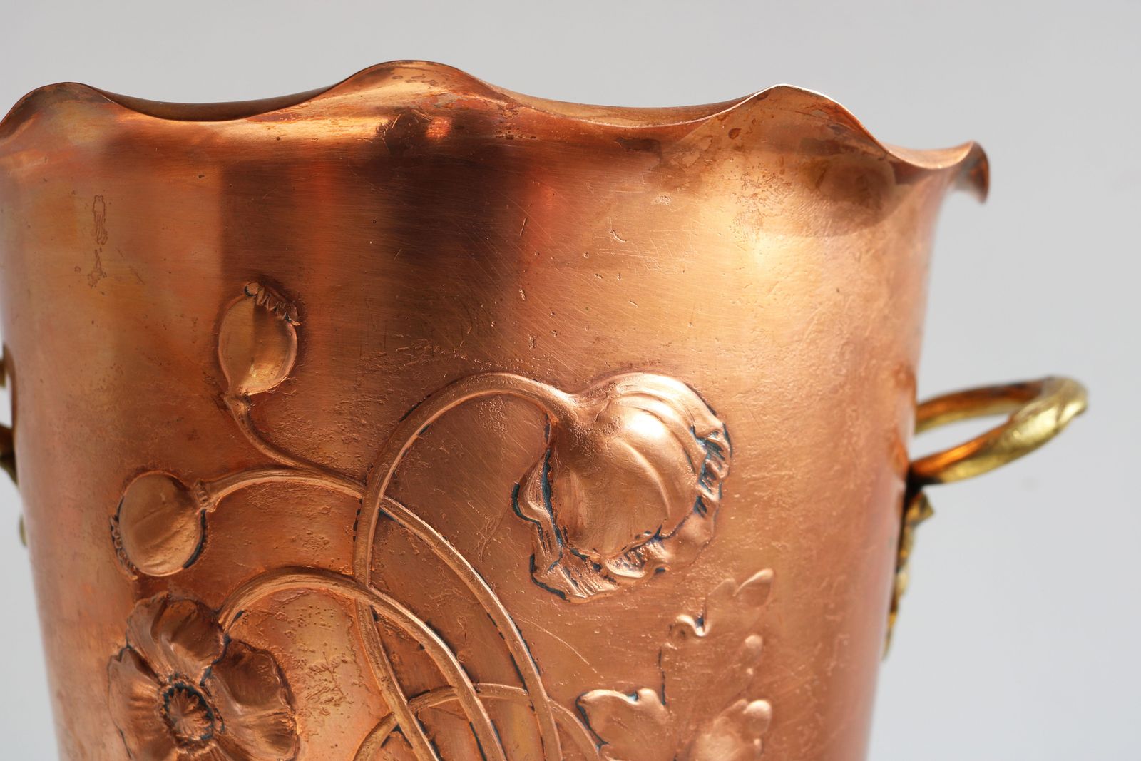 Antique Wmf Art Nouveau Wine Cooler Champagne Holder Ice Bucket Copper Brass 20s photo for sale