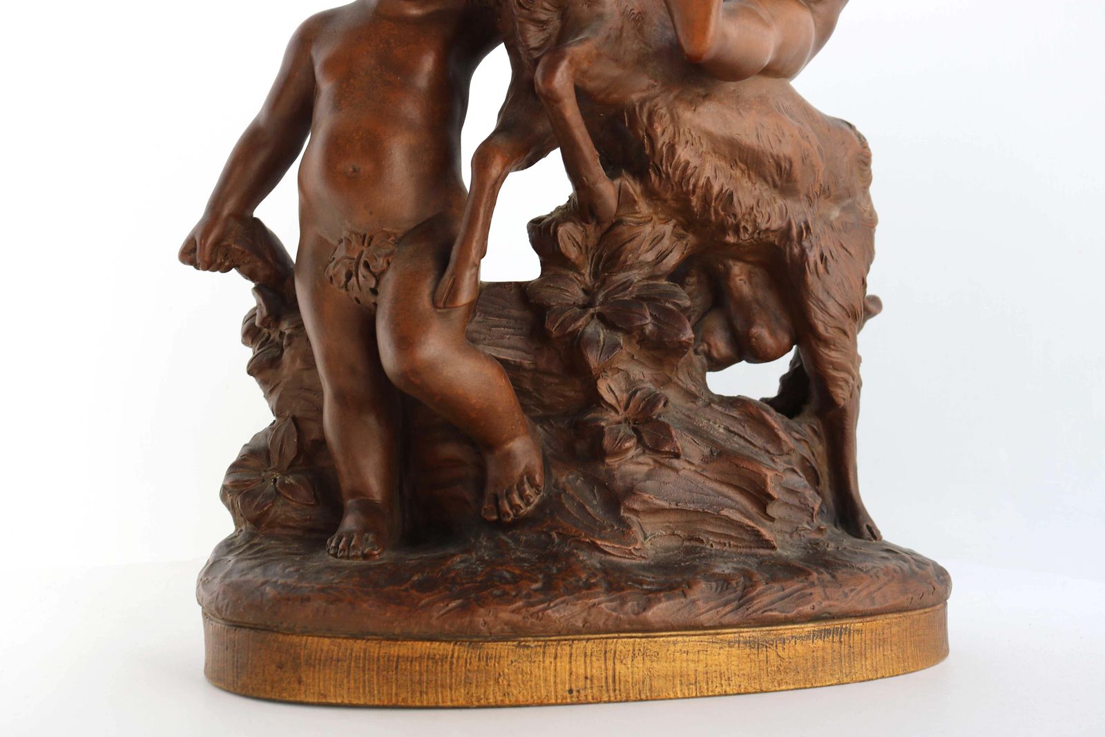 Terracotta Sculpture Boy & Girl Playing With Goat After Pietro Balestra, 1900s photo buy