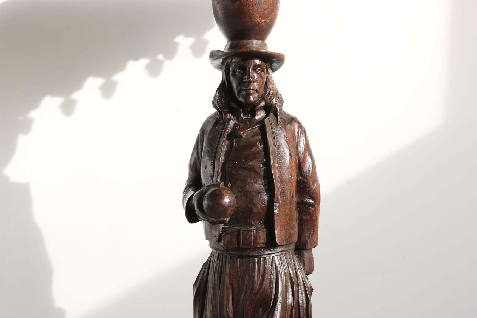 Antique French Breton Brittany Pedestal Table 19th Century Figural Carved Oak photo furniture