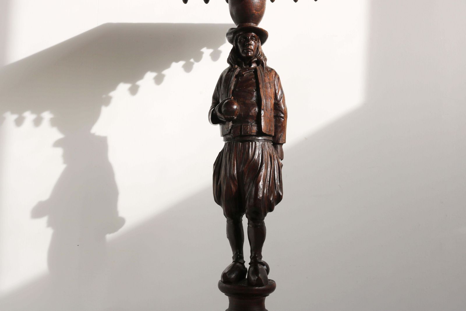 Antique French Breton Brittany Pedestal Table 19th Century Figural Carved Oak photo for sale