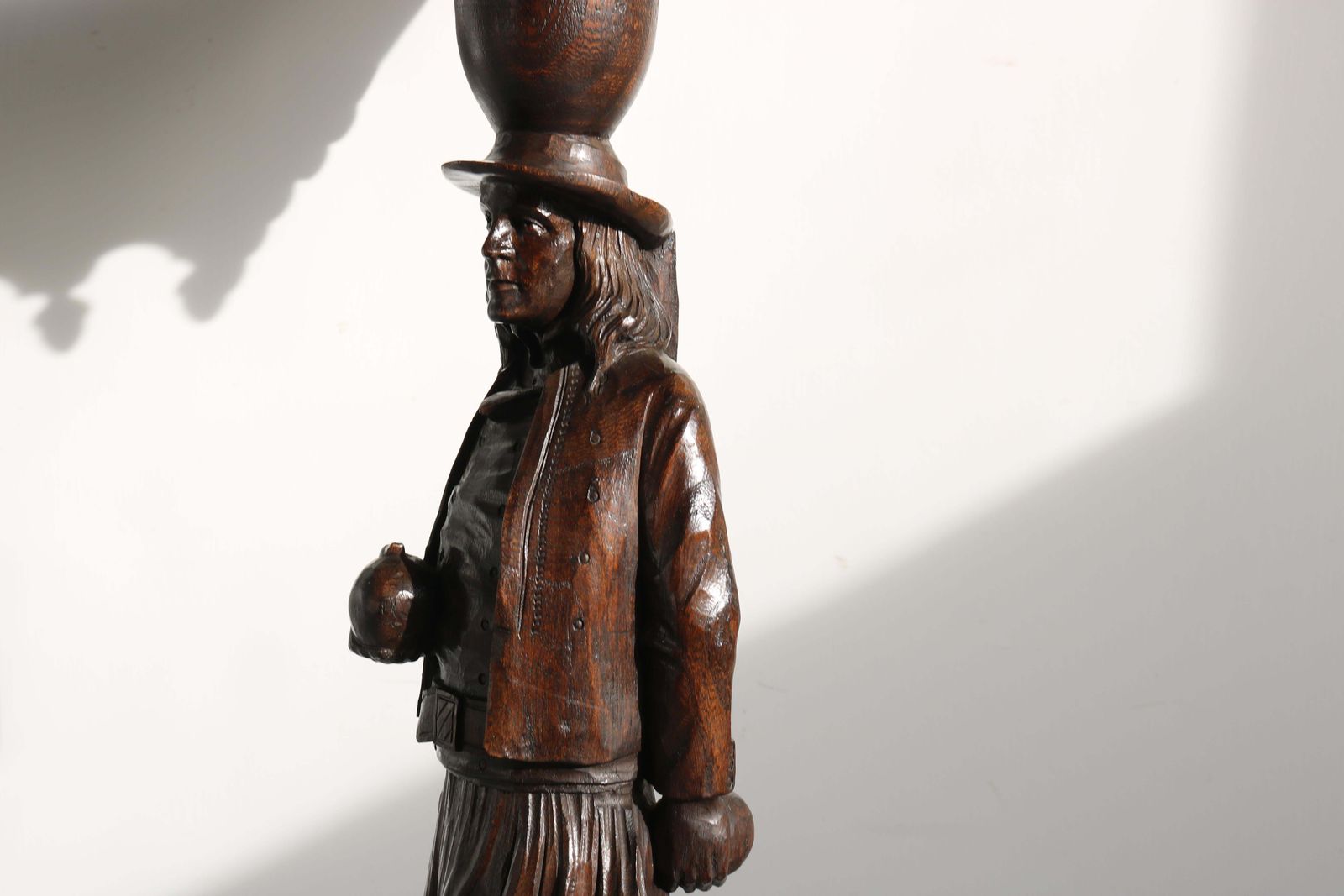 Antique French Breton Brittany Pedestal Table 19th Century Figural Carved Oak photo Furniture