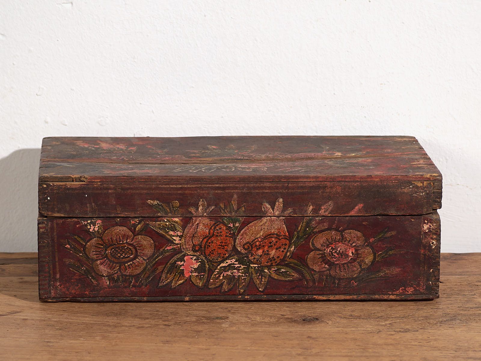 Antique Chinese Box With Decoration Of Pomegranates And Flowers (C.1900) #7 photo Furniture