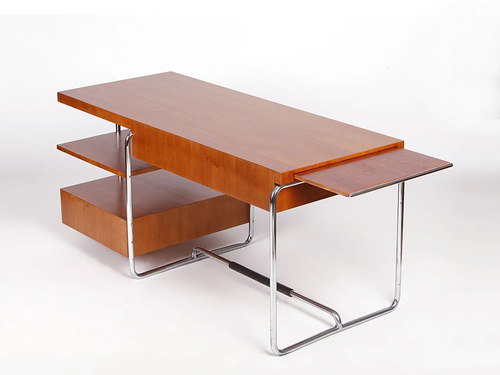 photo vinterior Rare Executive Tubular Steel Desk By Mücke Melder, 1930s