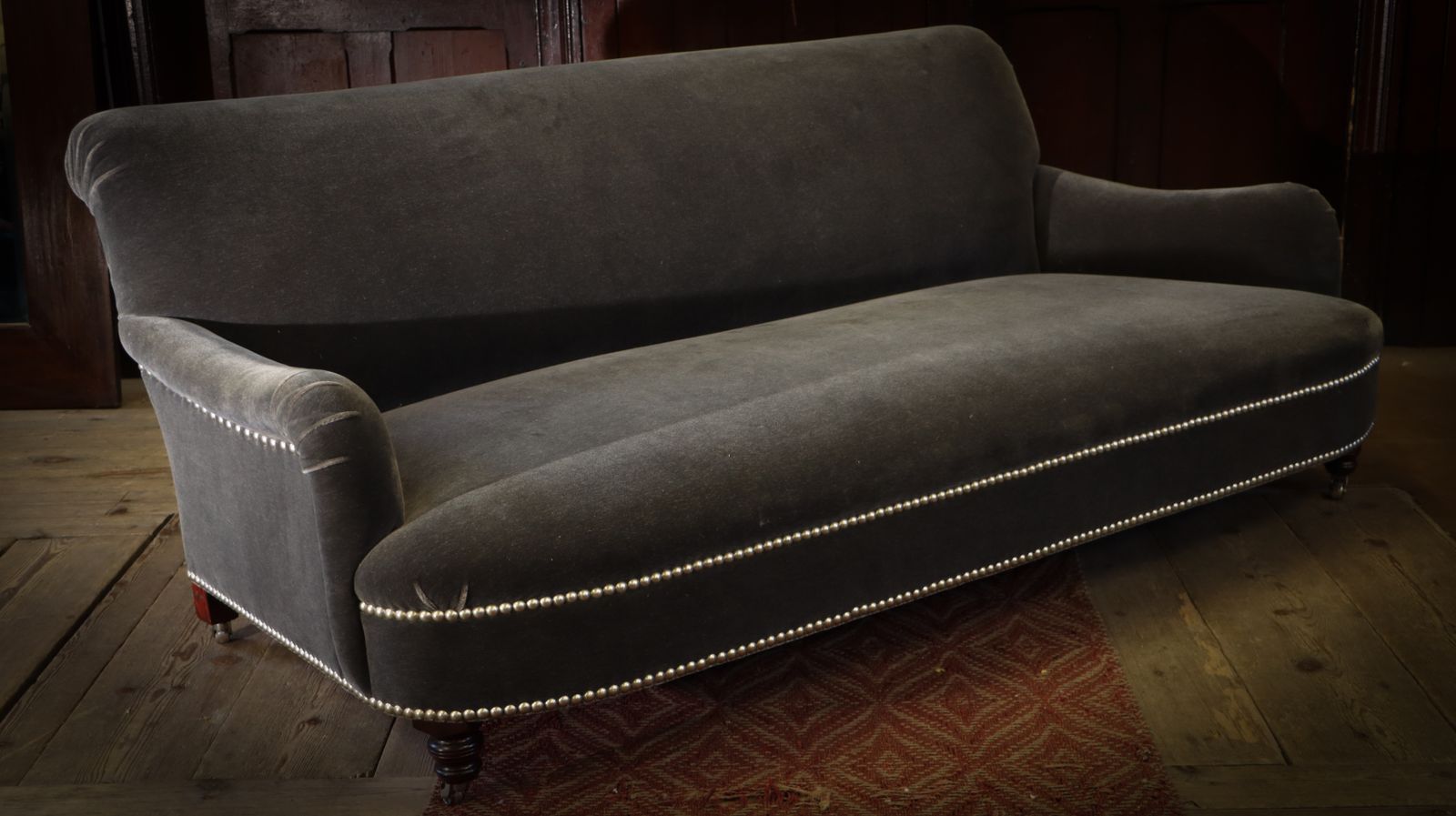 George Smith Jules Sofa 2 Seater With Fixed Seat Charcoal Grey Mohair Rrp £10500 photo buy