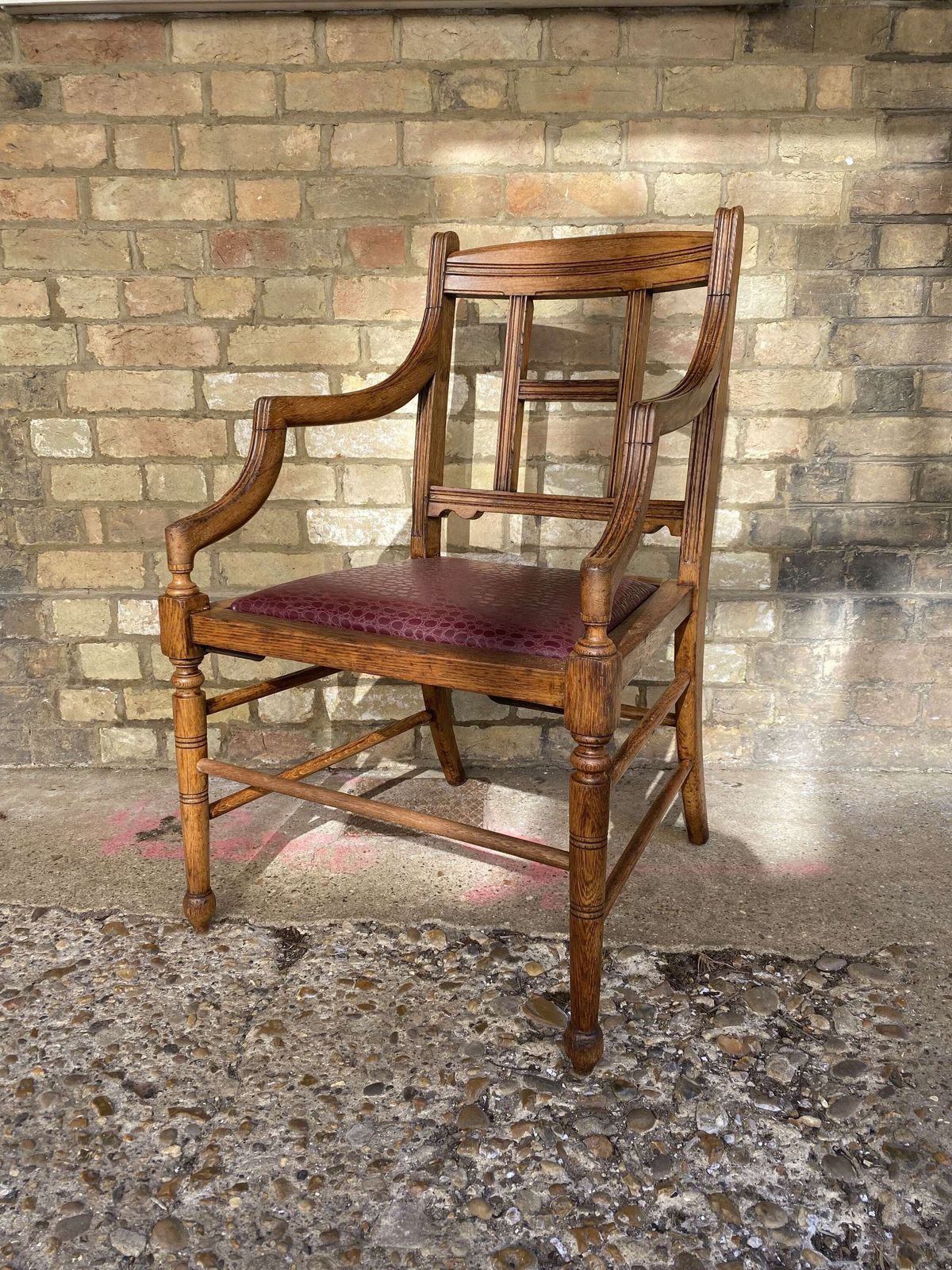 An Aesthetic Movement Oak Armchair Circa 1890 photo for sale