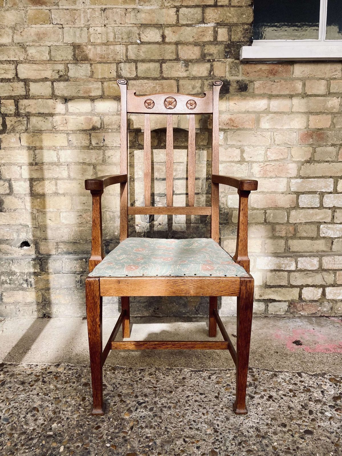 Arts And Crafts Oak Carver Chair photo for sale