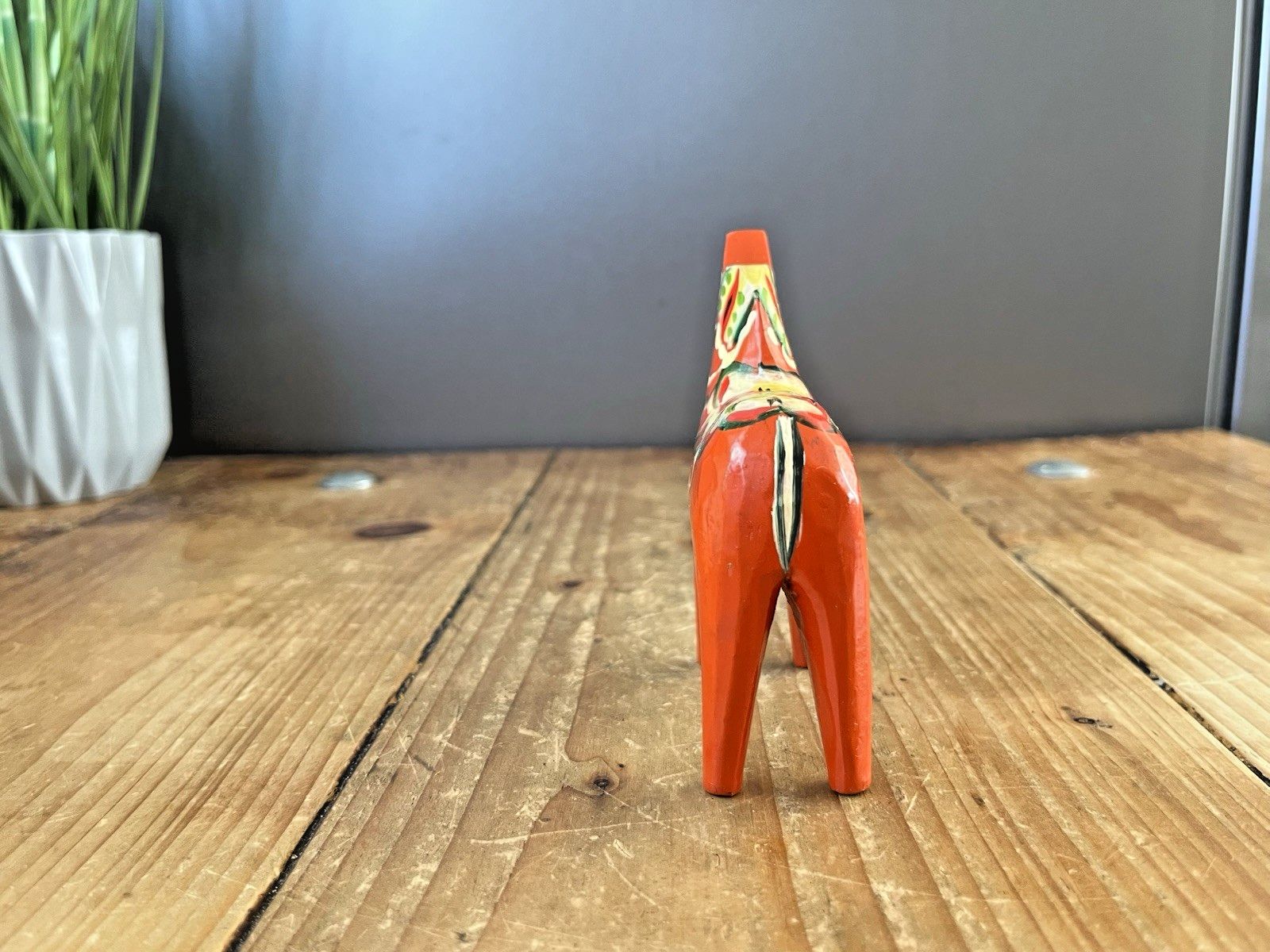 4" Vintage Red 60's Swedish Erik Pell Folk Art Dala Horse Dalahemslojd Dalahast photo vinterior