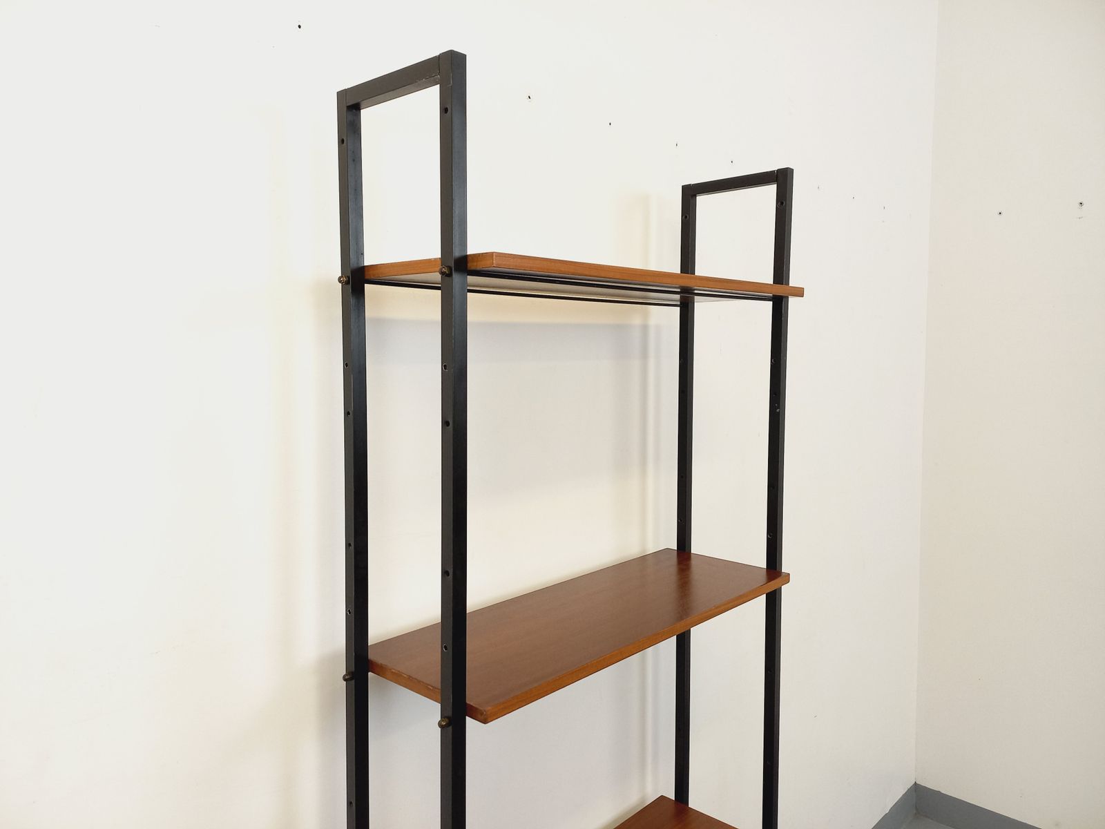 photo for sale Simple Italian Bookcase In Teak And Metal
