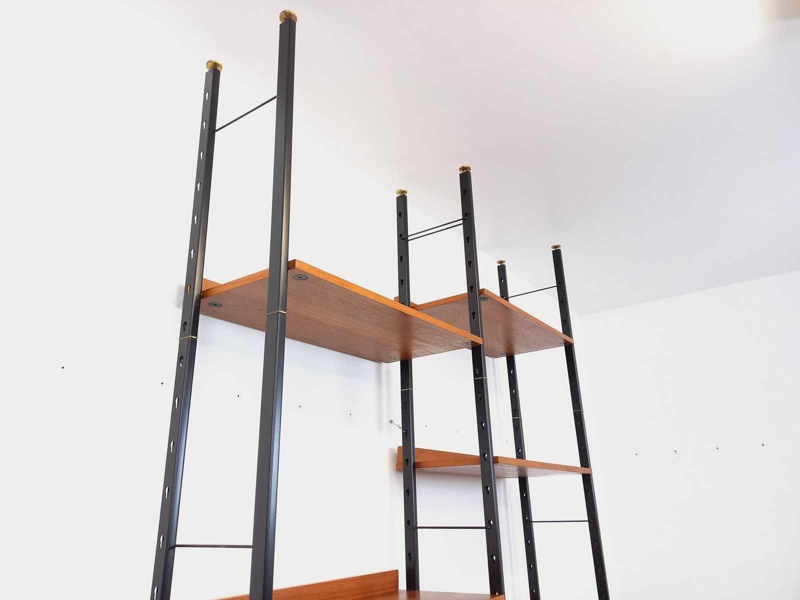 Barovero Torino Italian Double Modular Bookcase In Teak And Metal photo buy