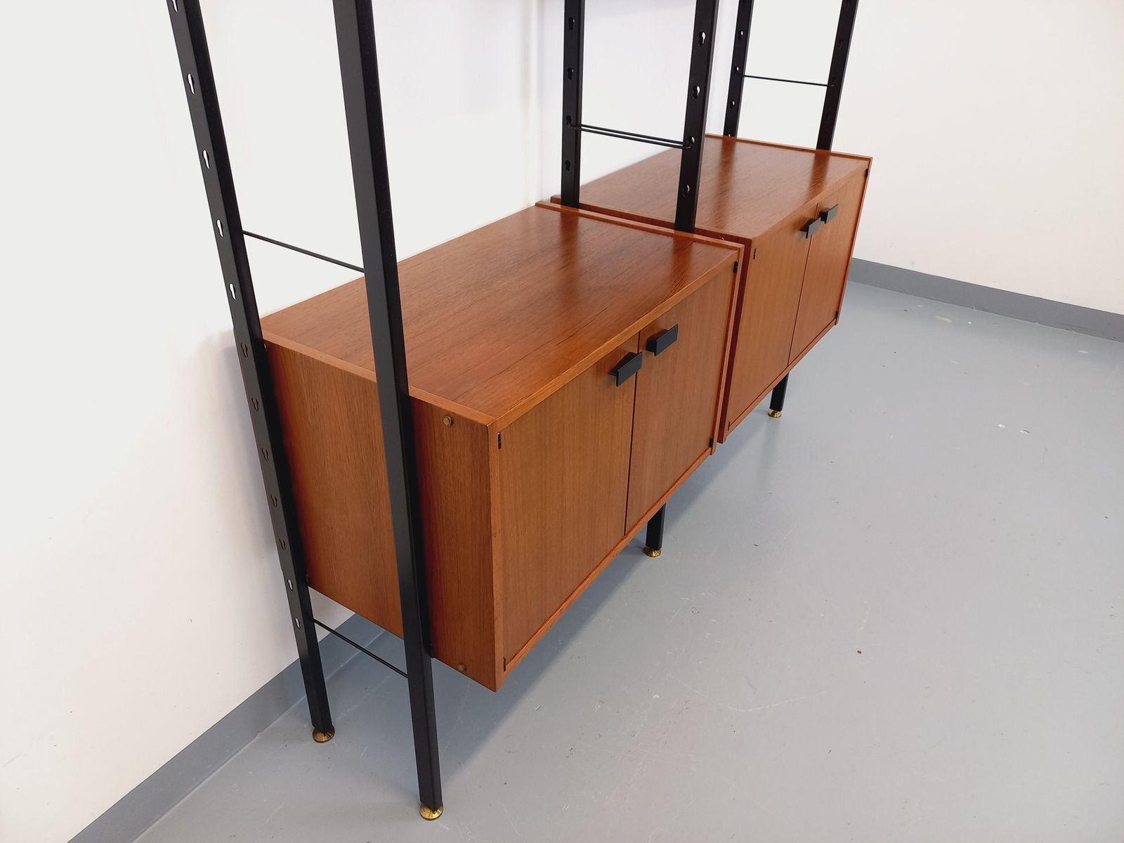 photo furniture Barovero Torino Italian Double Modular Bookcase In Teak And Metal