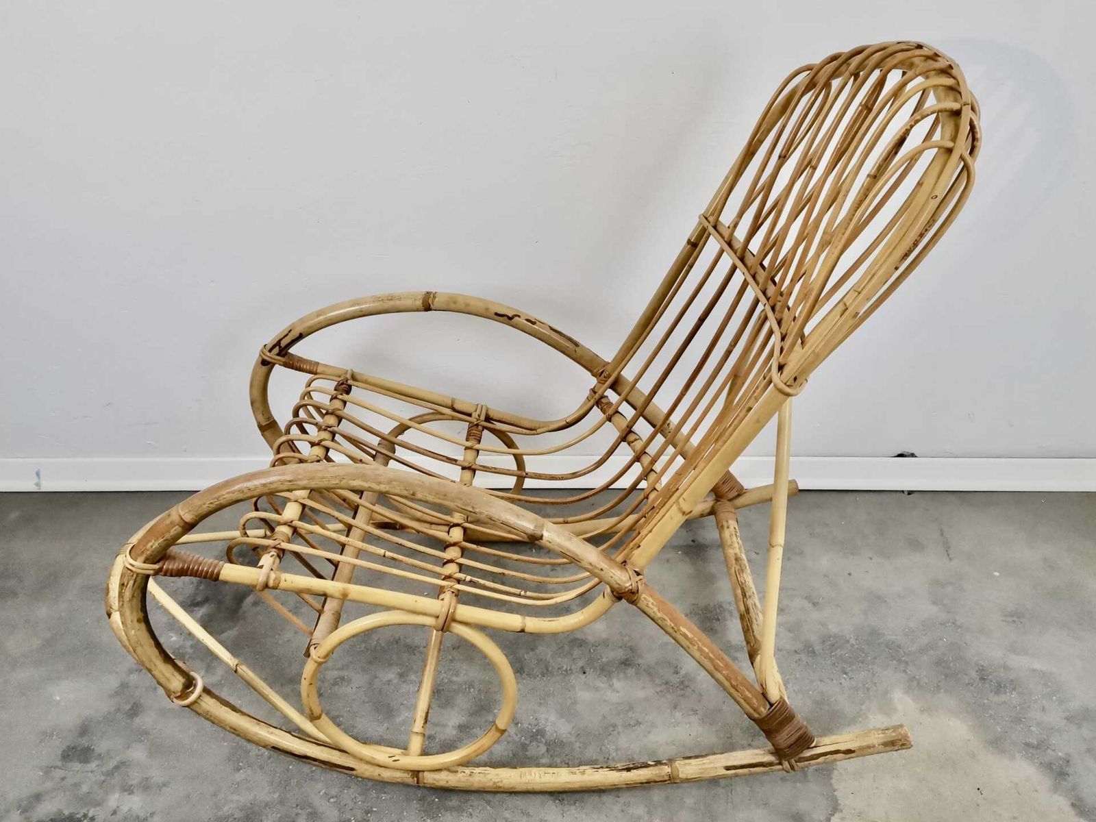 Bamboo Rocking Chair, 1970s, Vintage photo Furniture