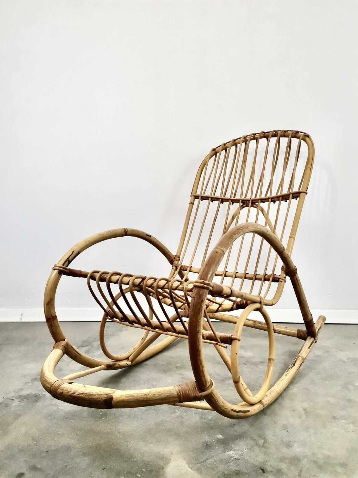 Bamboo Rocking Chair, 1970s, Vintage photo 344.0
