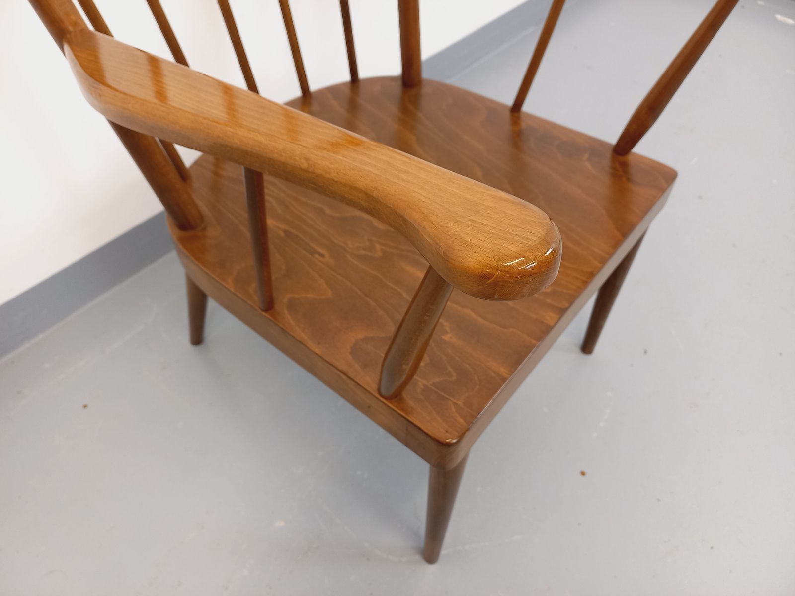 Baumann Wooden Fan Armchair, 1960s photo vinterior