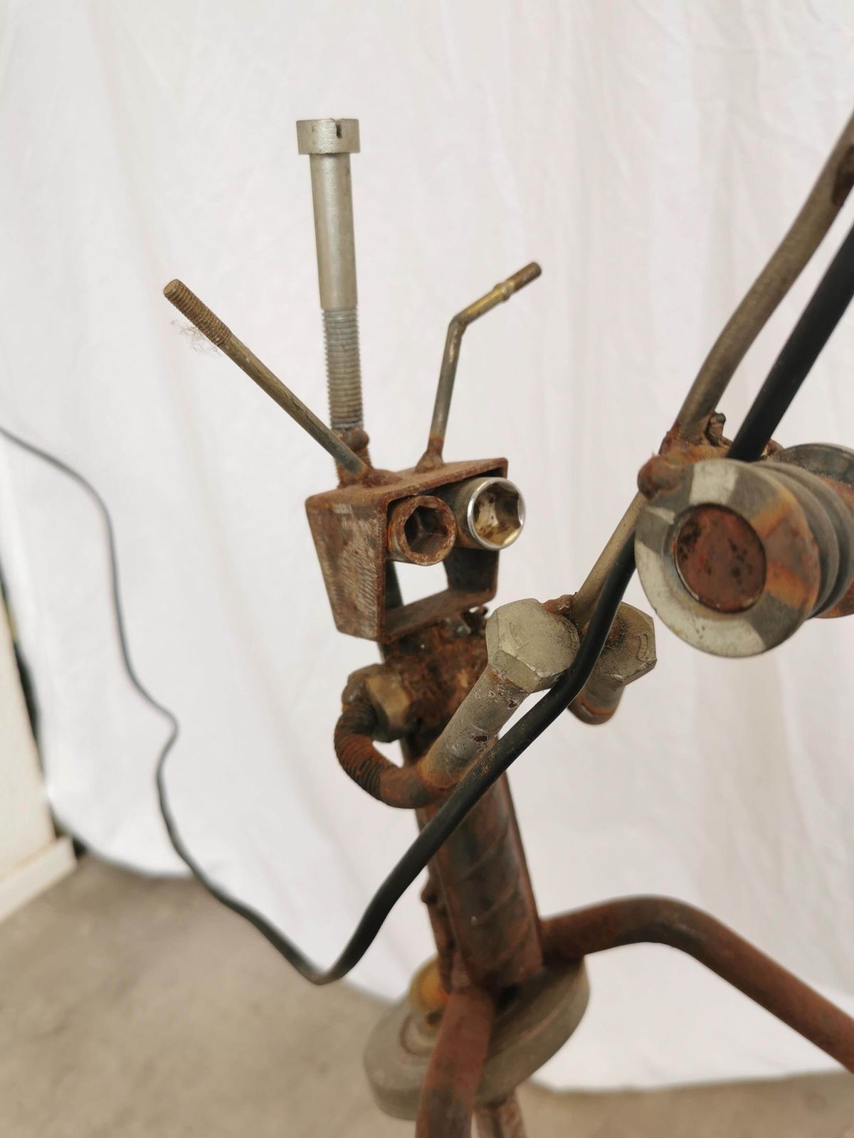 Vintage Handmade Sculptural Metal Lamp / Industrial Art Light / Recycled Materials / 1970s photo furniture