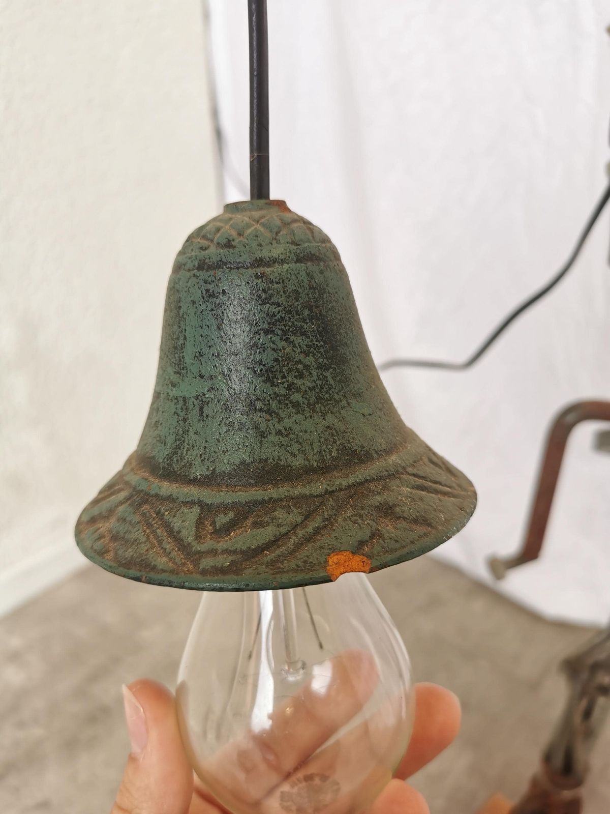 Vintage Handmade Sculptural Metal Lamp / Industrial Art Light / Recycled Materials / 1970s photo Lighting