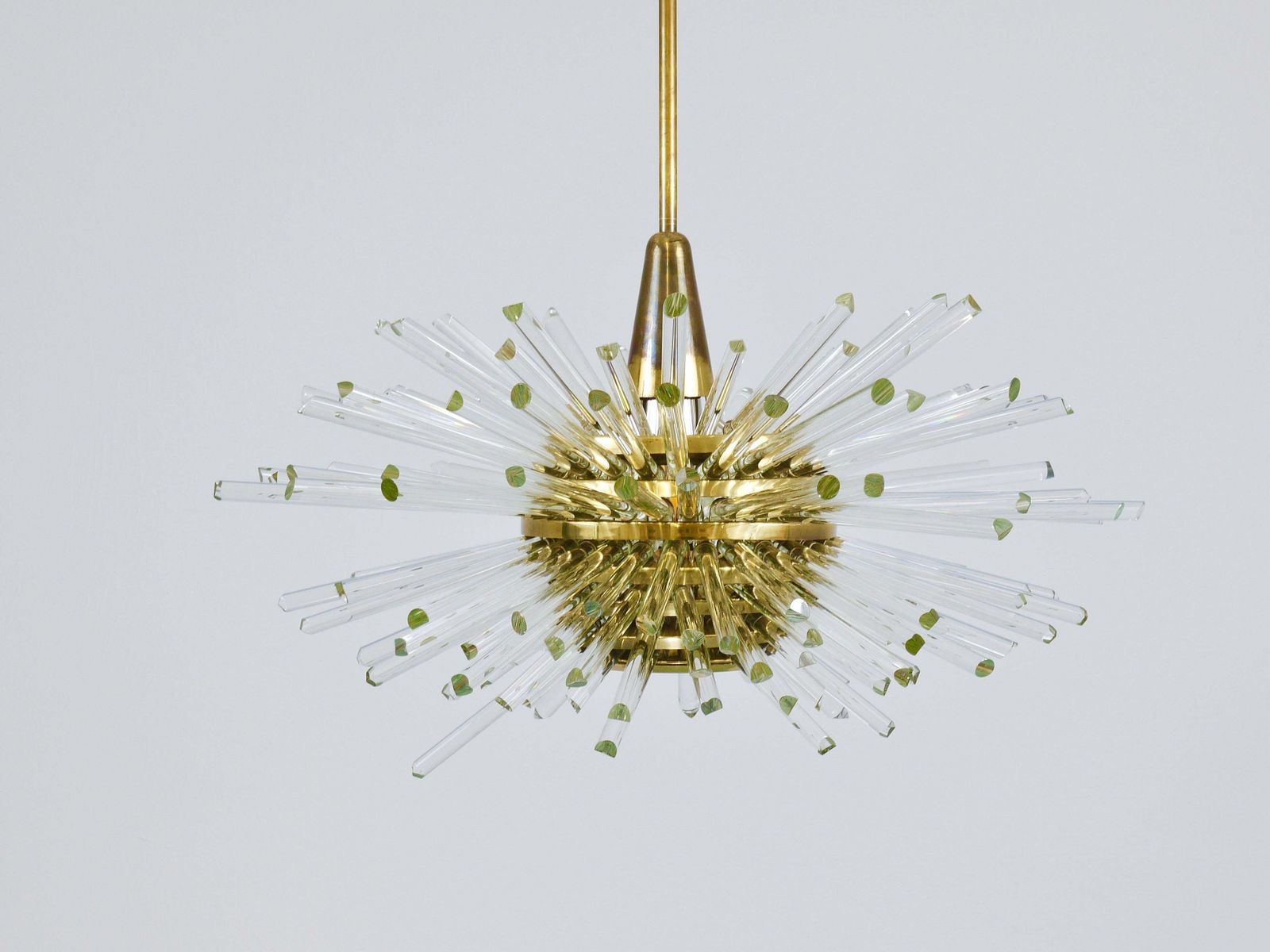 photo for sale Bakalowits Miracle Sputnik Brass Chandelier With Crystal Glass Rods, 1960s