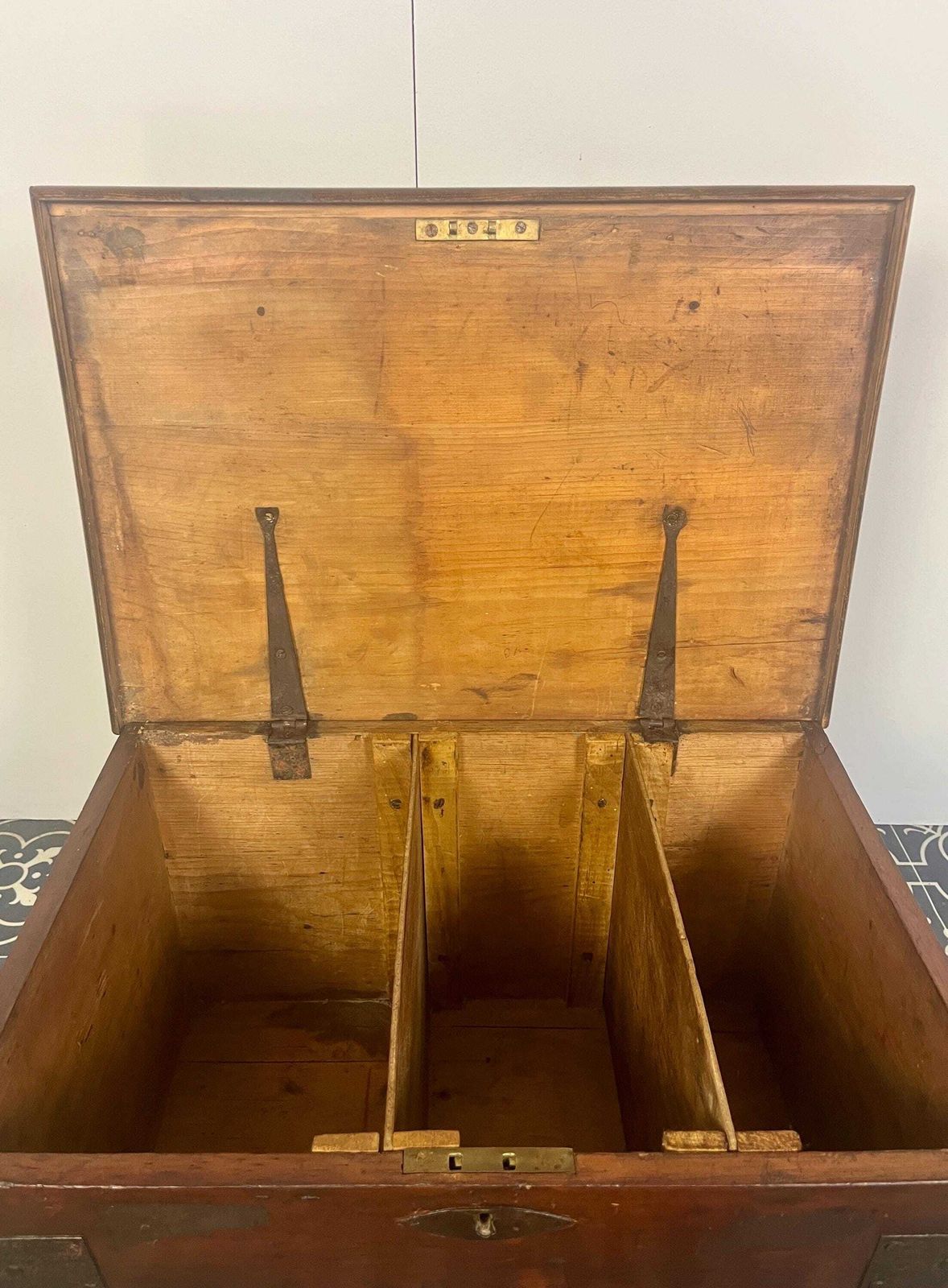 photo for sale Antique 19th Century Military Naval Officer’s Sea Box, Campaign Chest In Rich Oak