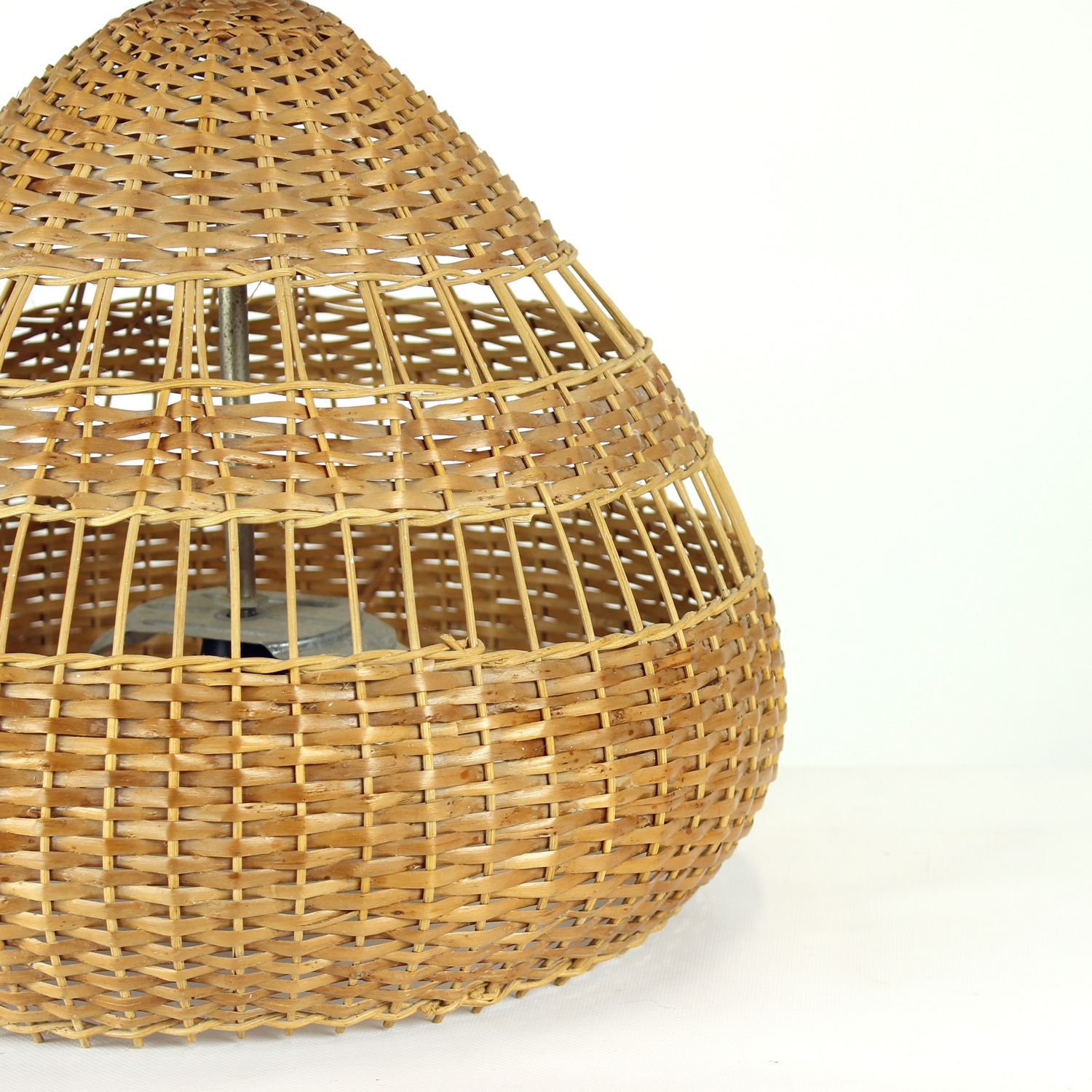 Vintage Rattan Ceiling Light, Czechoslovakia 1960s photo furniture