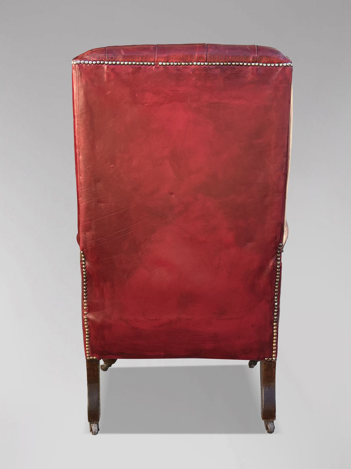 Untouched 19th Century Victorian Period Red Leather Wing Armchair photo buy