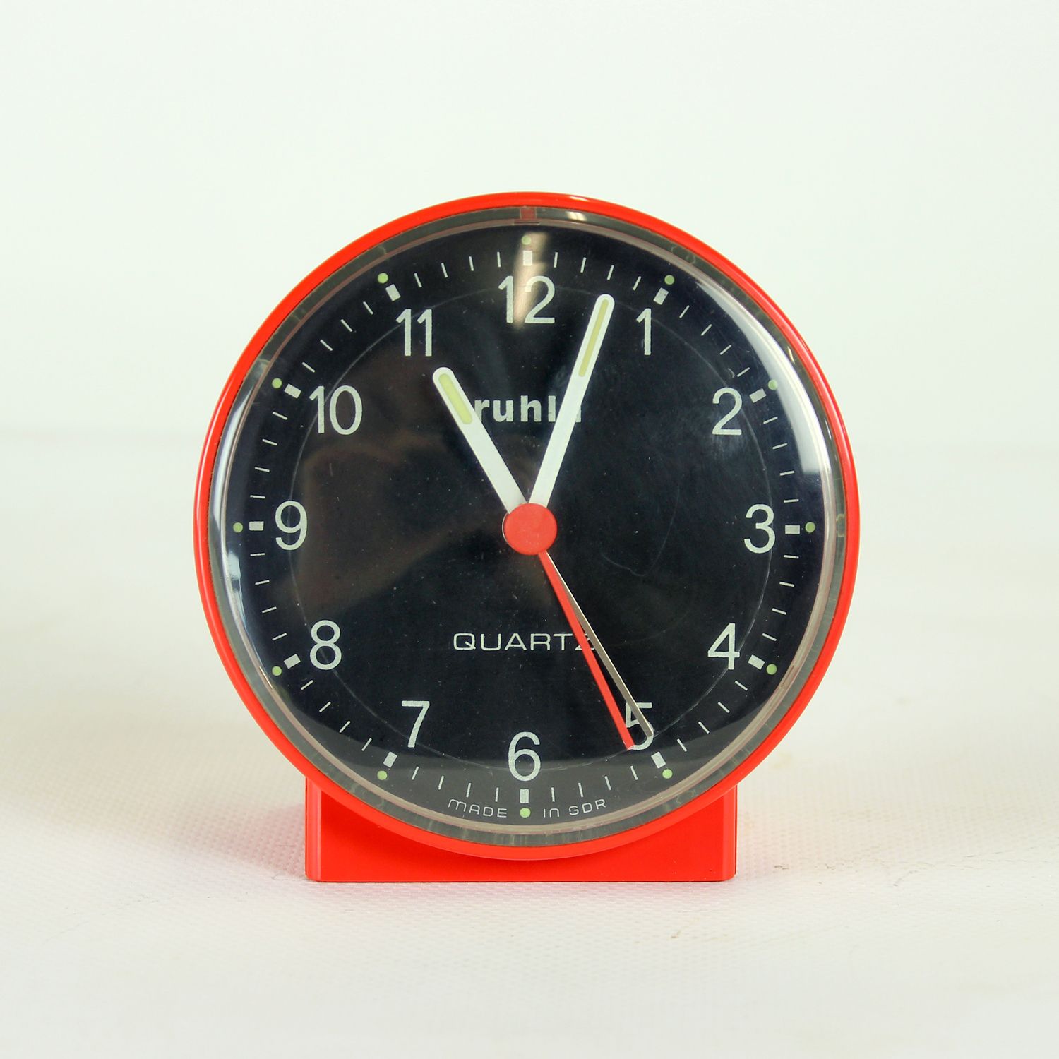 1970s Vintage Alarm Clock By Ruhla In Gdr In Red Plastic