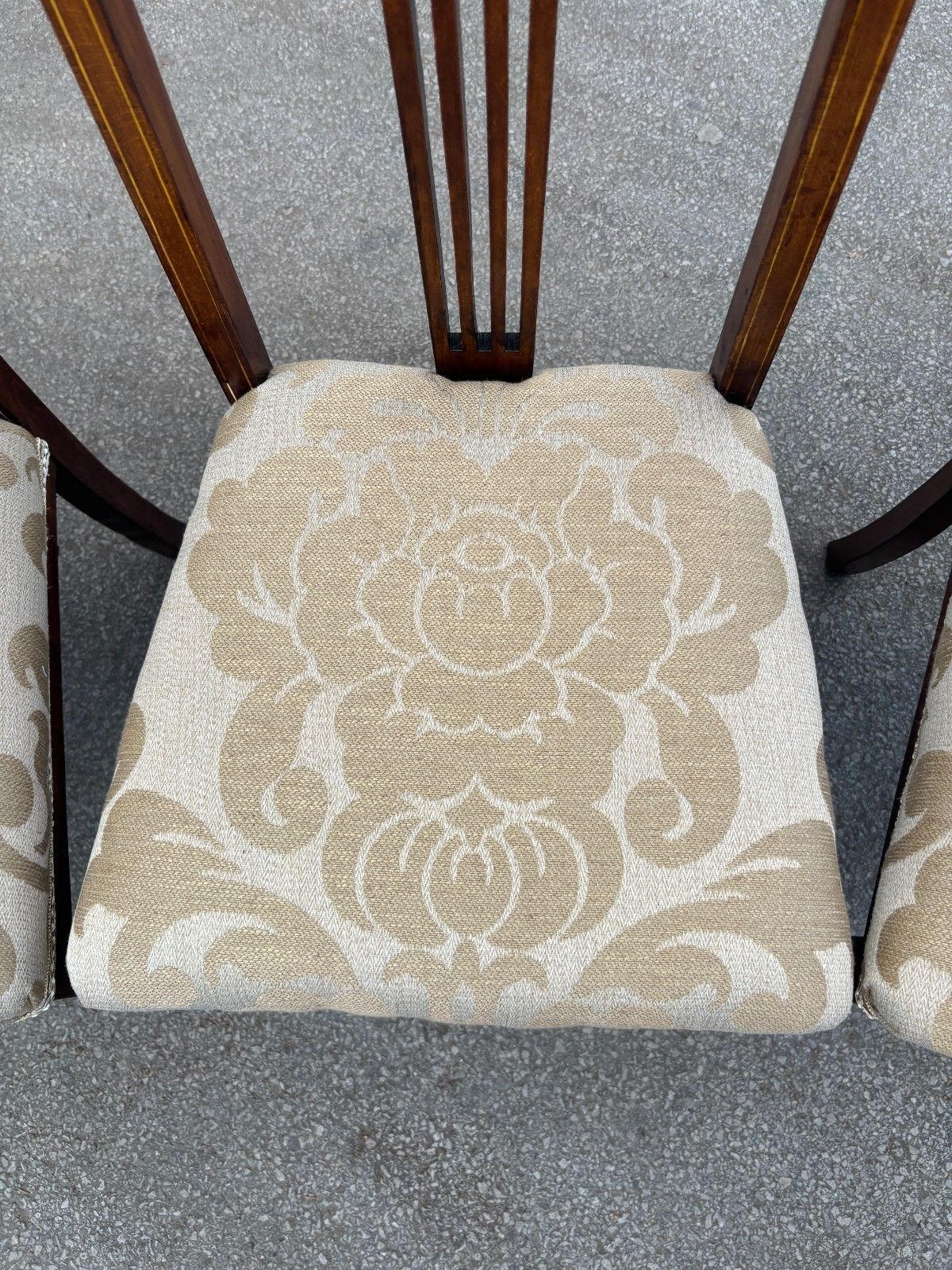 Four Antique Edwardian Mahogany Dining Chairs With Inlay & Upholstered Cushion photo buy