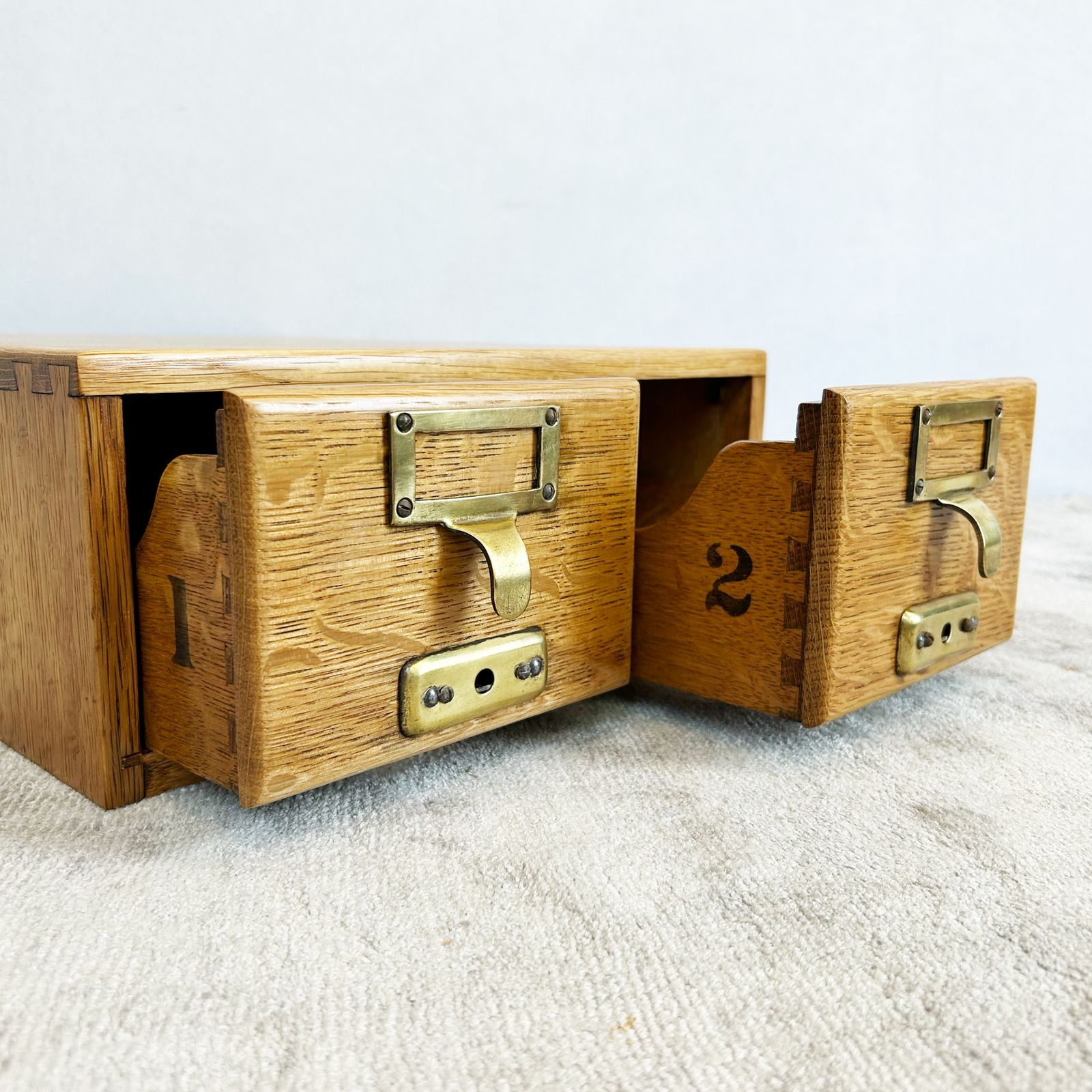 Oak Index Card Cabinet With Two Drawers photo furniture