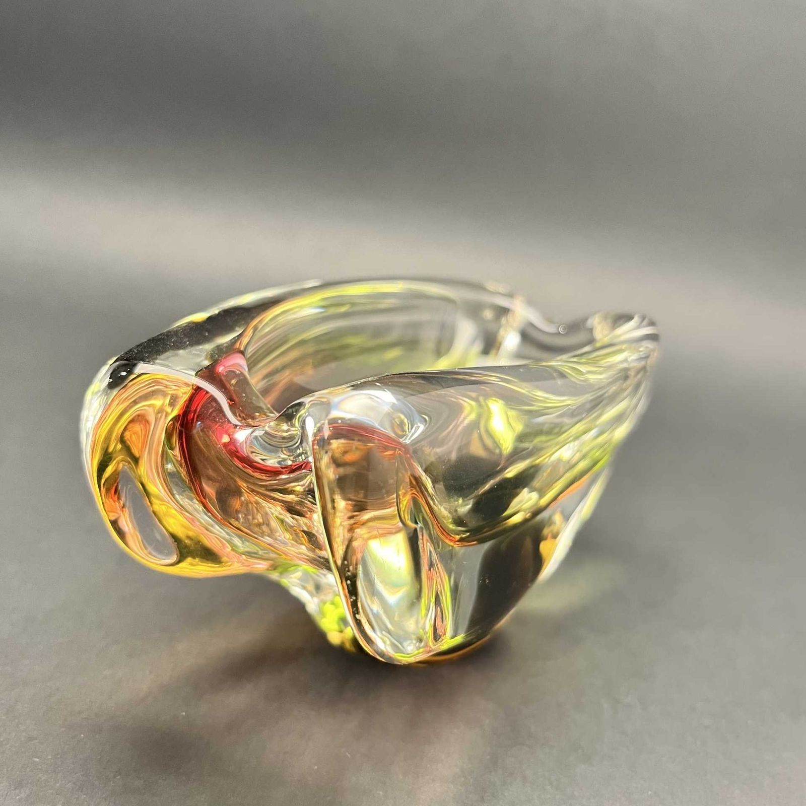 Art Glass Ashtray Attributed To Josef Rozinek For Novy Bor, 1960s
