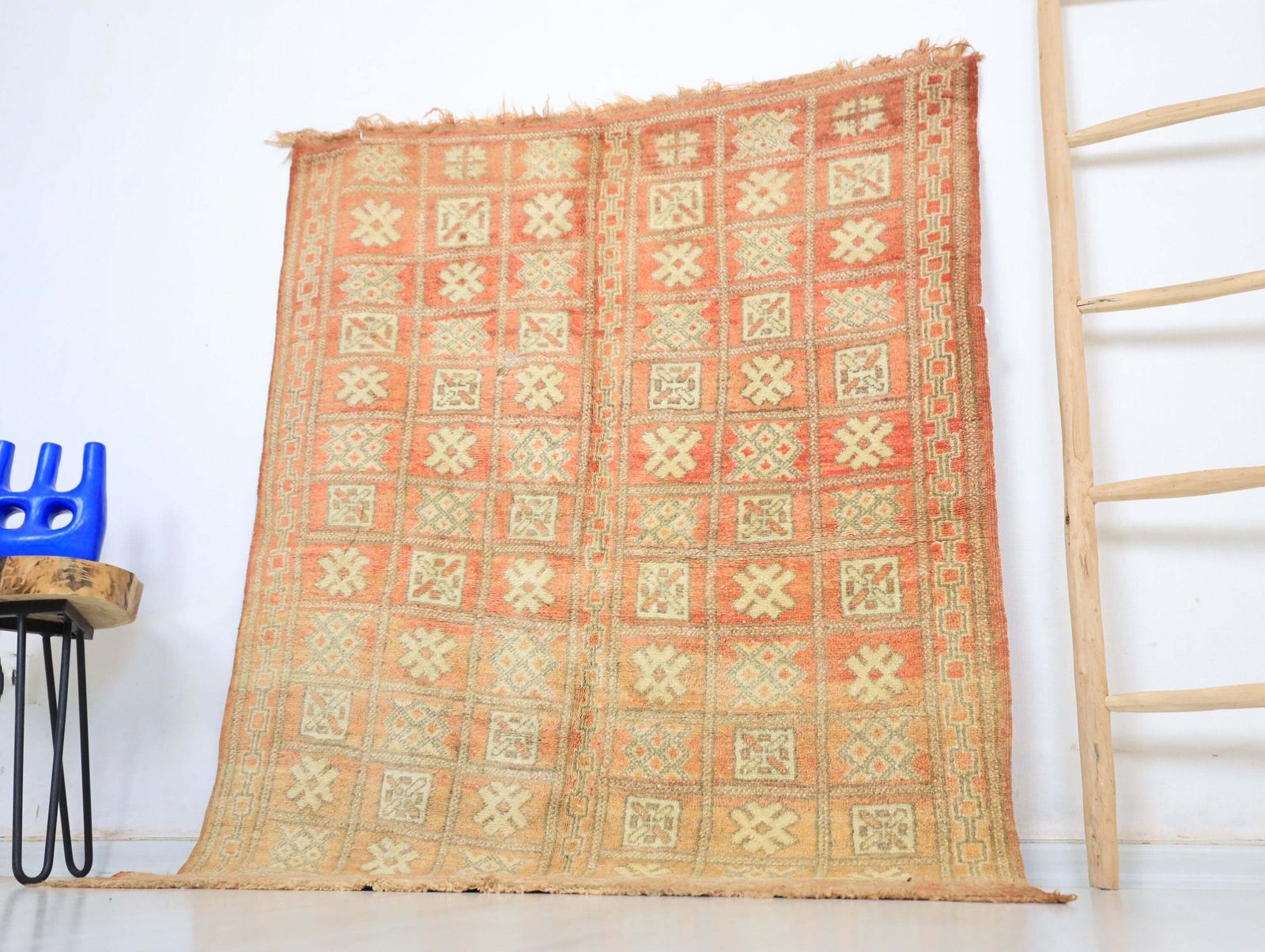 Yalouz Vintage Moroccan Rug 4'1" X 5'3" photo for sale