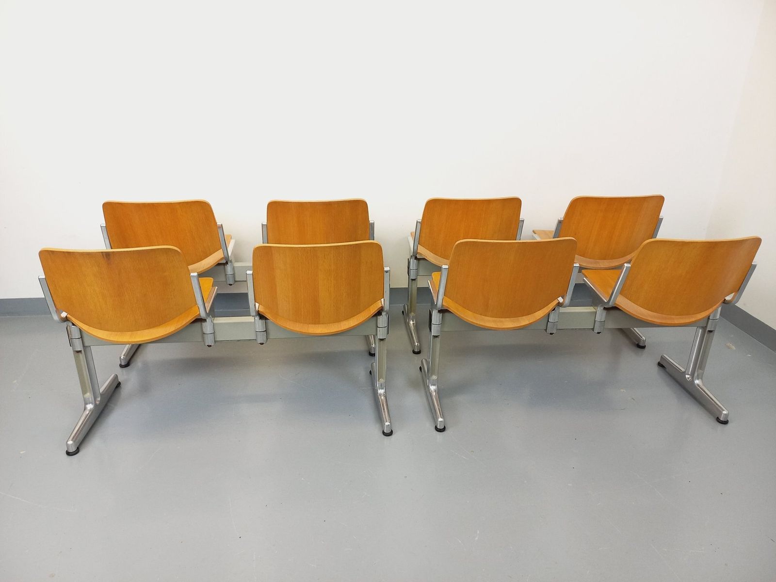4 Giancarlo Piretti Benches For Castelli In Wood And Aluminum photo for sale
