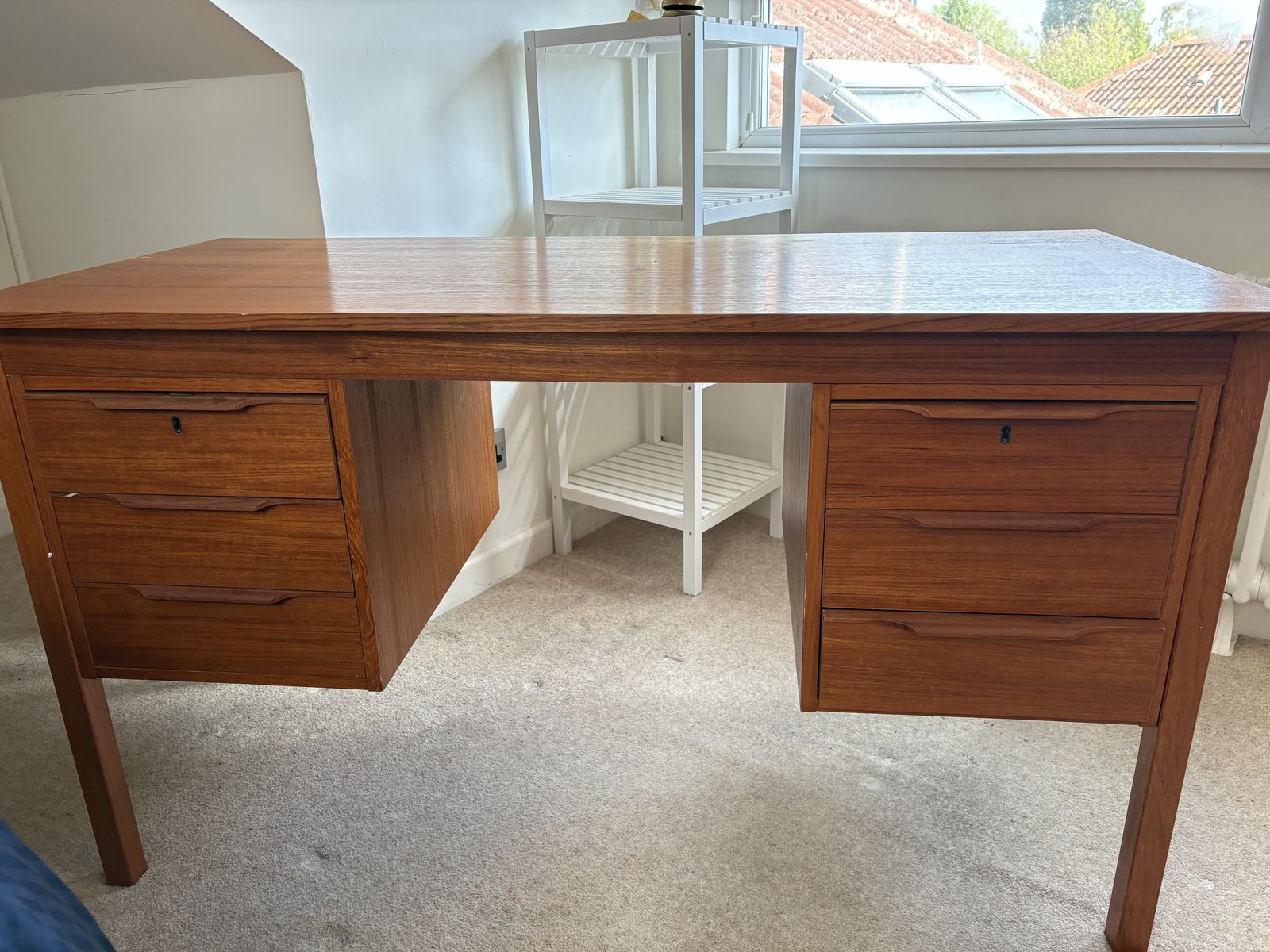 Mid Century Danish Teak Desk By Bent Silberg Mobler – 6 Drawers, Lock & Key photo for sale