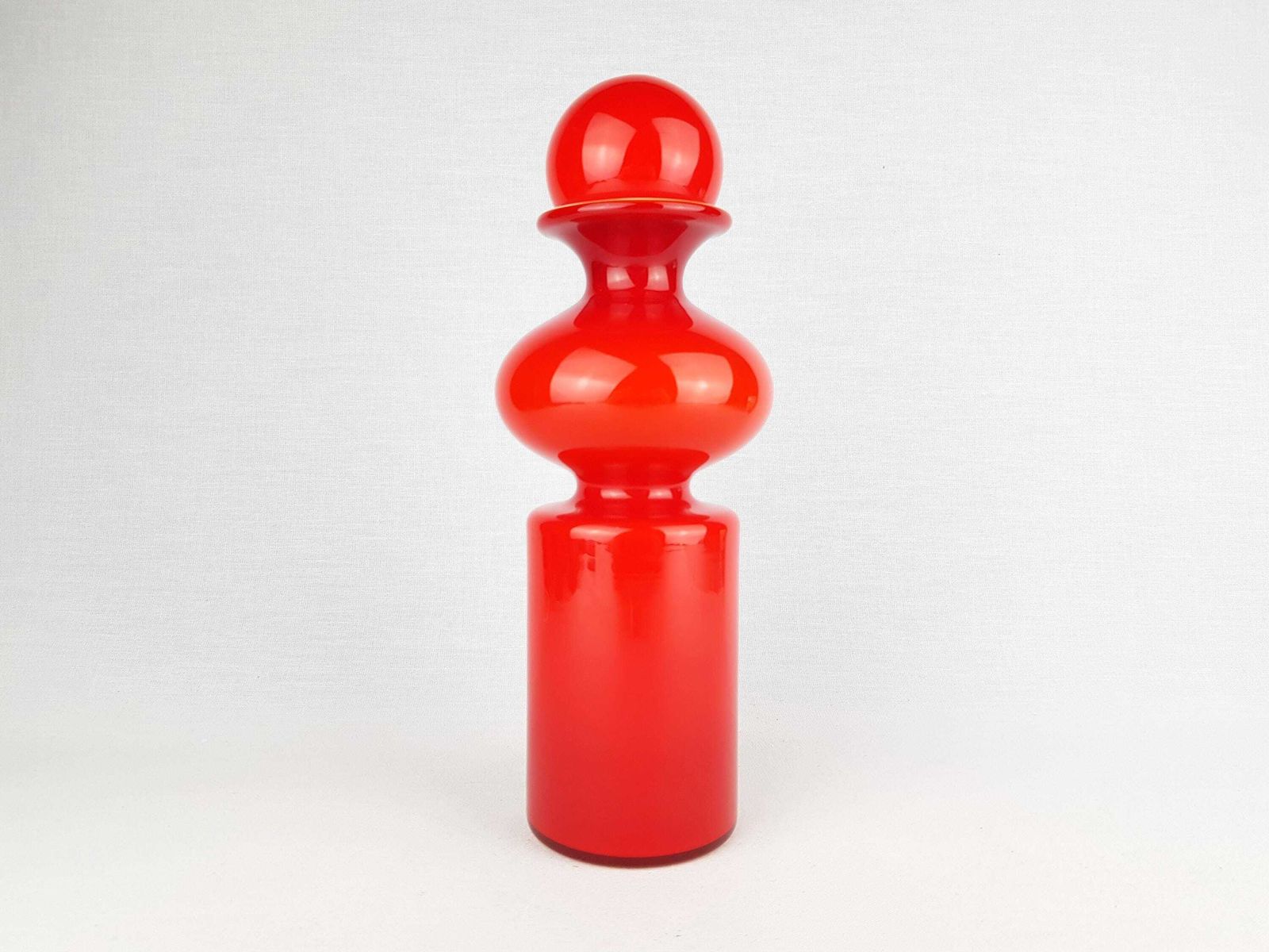 Vintage Holmegaard Red Glass Carnaby Decanter Vase By Per Lutken Denmark 1960s