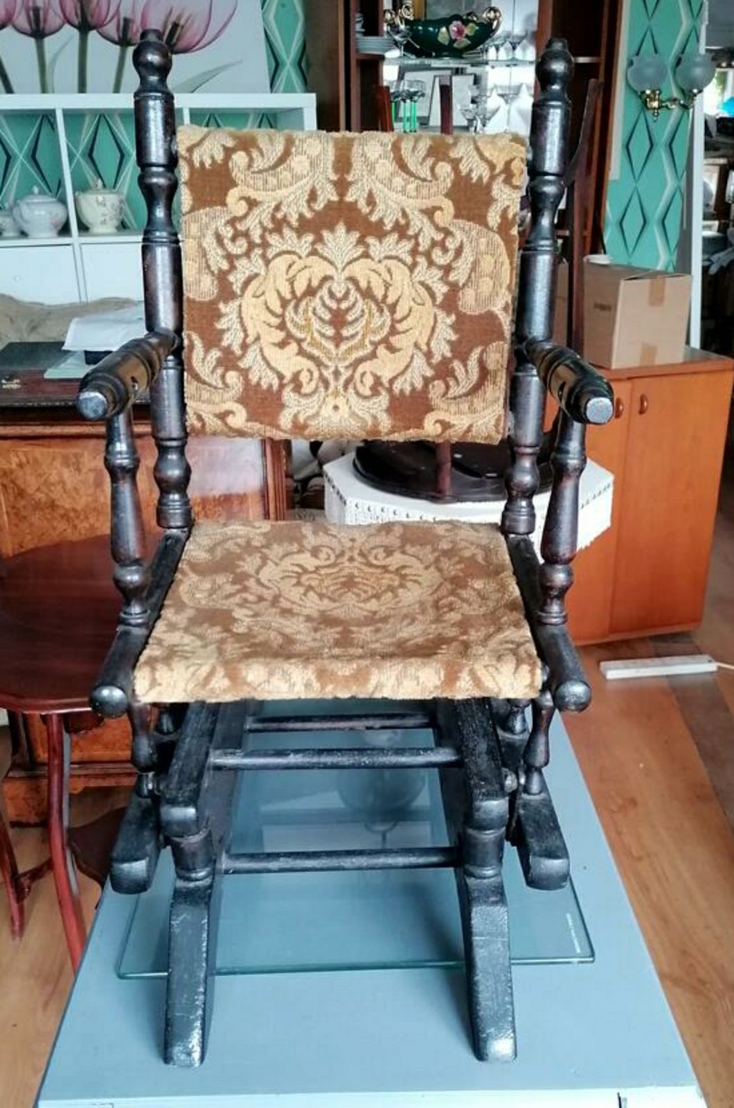 Rocking Chair Junior. Antique Style Carpet Seat. Rare Item. £77. Ref 5327 photo furniture
