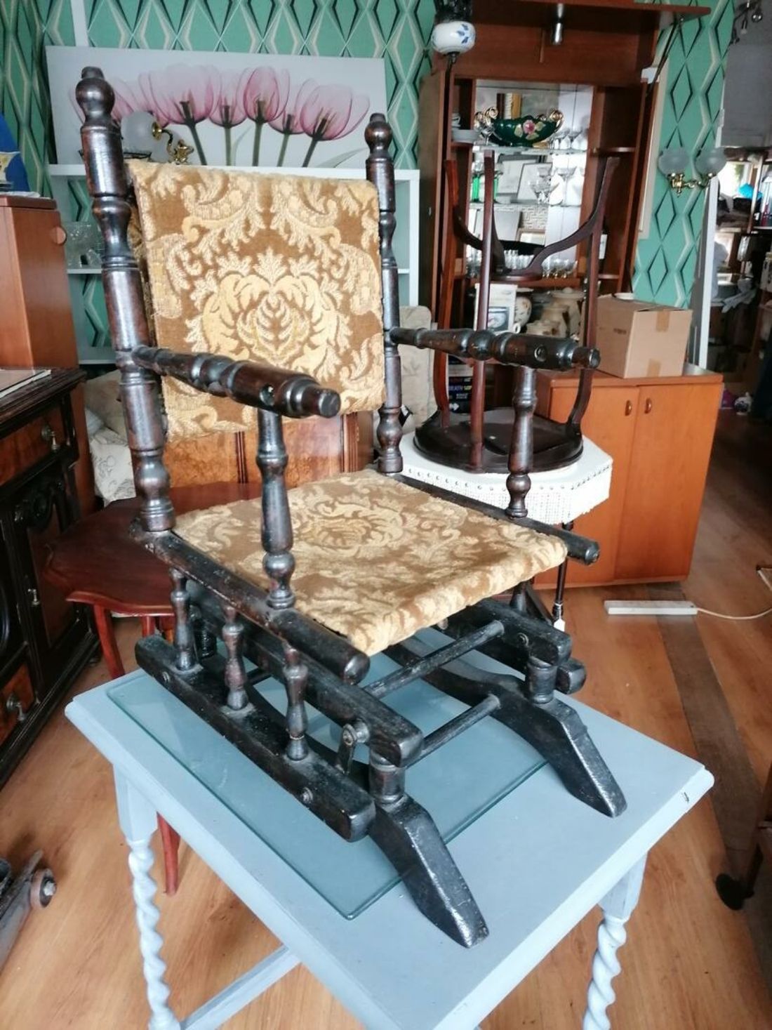 Rocking Chair Junior. Antique Style Carpet Seat. Rare Item. £77. Ref 5327