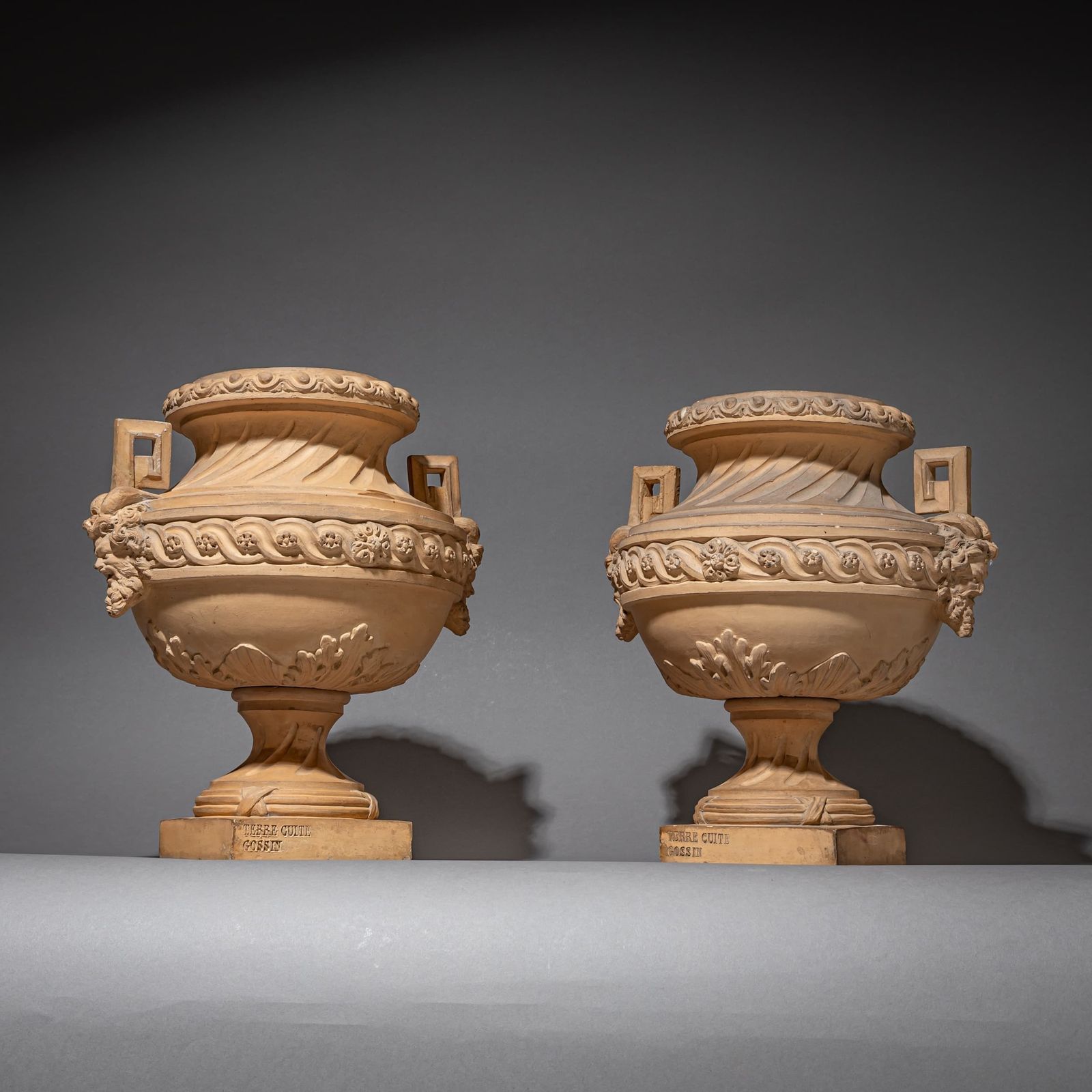 Pair Of Terracotta Amphorae By Gossin, France, 19th Century photo furniture