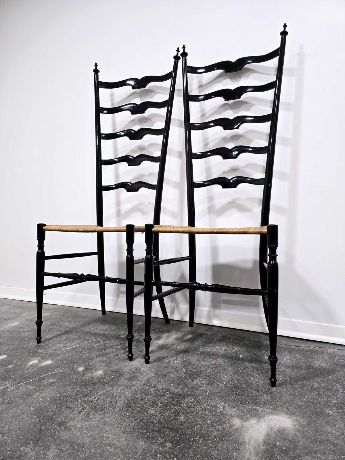 photo vinterior Paolo Buffa Ladder Chairs For Chiavari, Italy 1950s