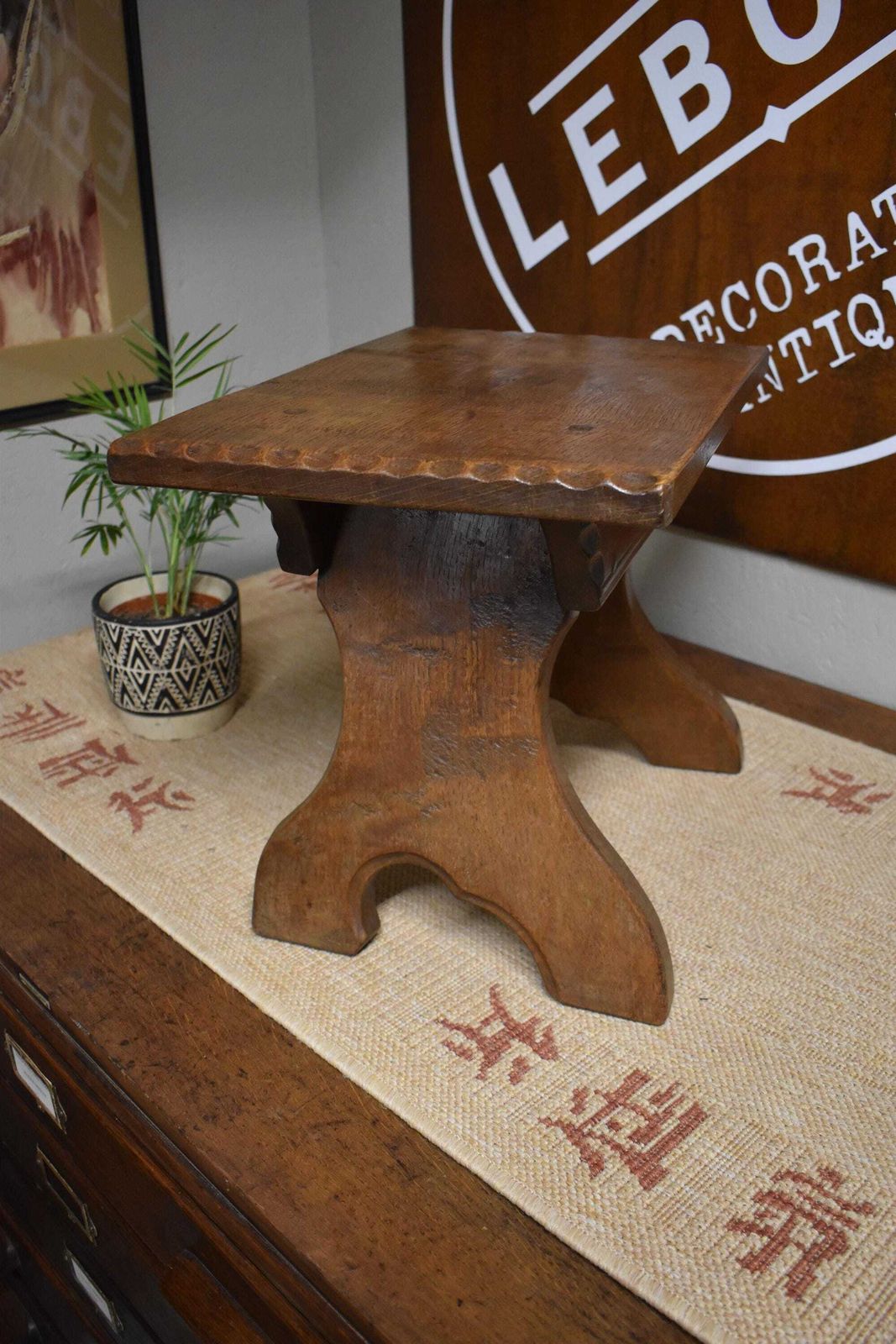 Vintage Arts & Crafts Elm Stool   Side Table By Jack Grimble photo for sale