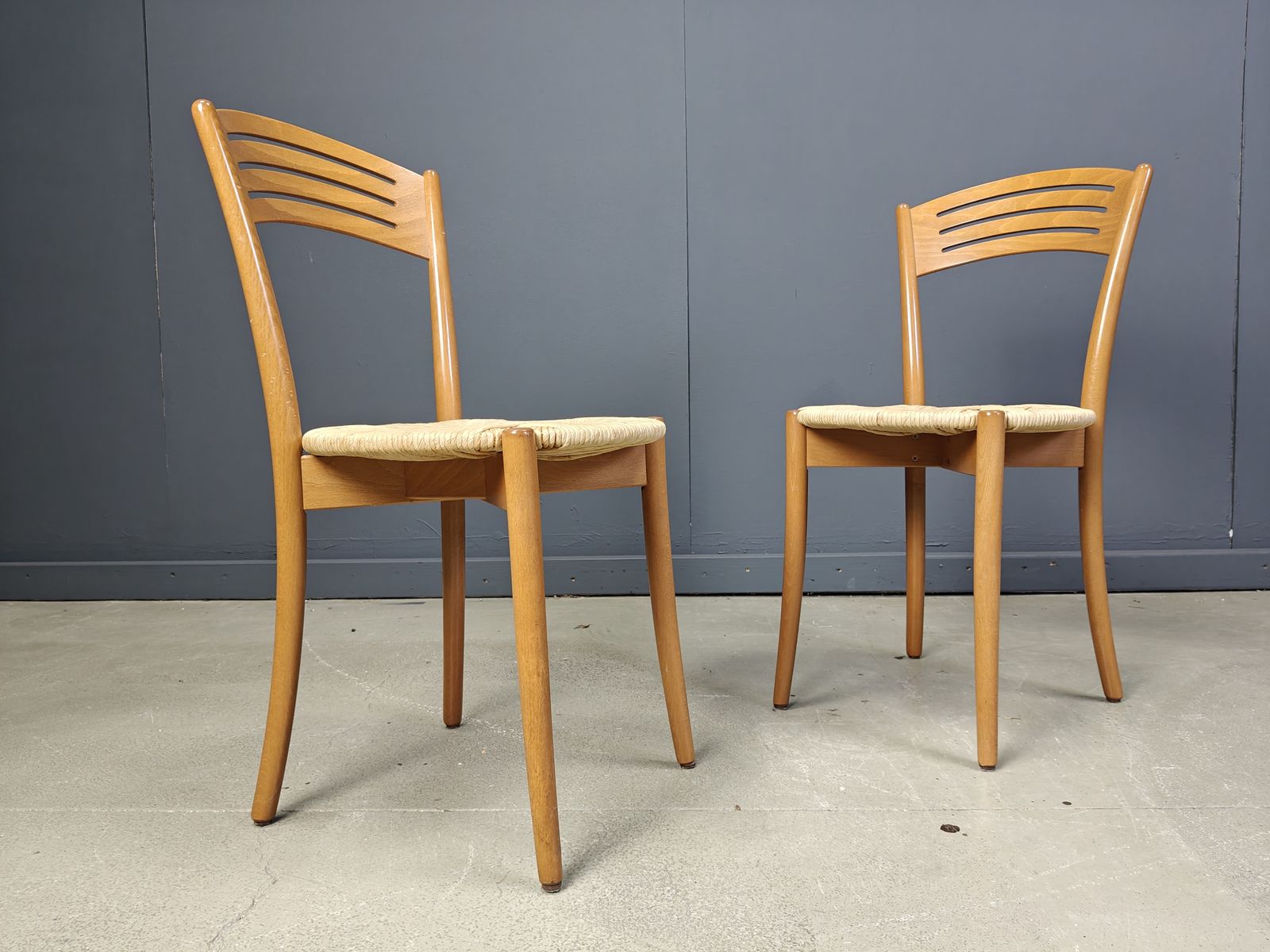 Vintage Italian Bistro And Papercord Dining Chairs, 1980s photo furniture