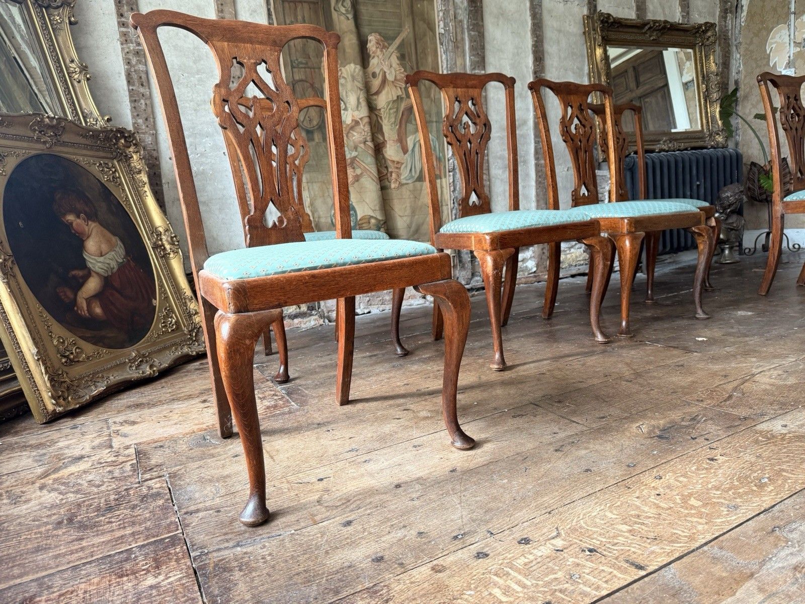 Set Of 6 Antique Chippendale Style  Drp In Seats Dining Chairs Circa 1800's photo Furniture