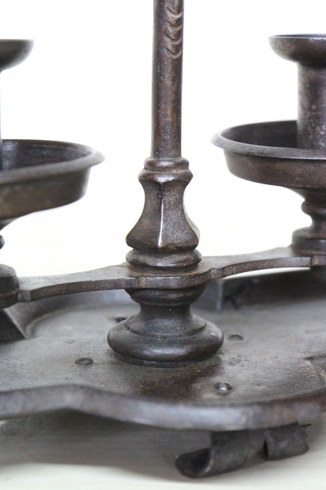 photo for sale A 19th Century Wrought Iron Double Candle Holder Candlestick English Early 19th
