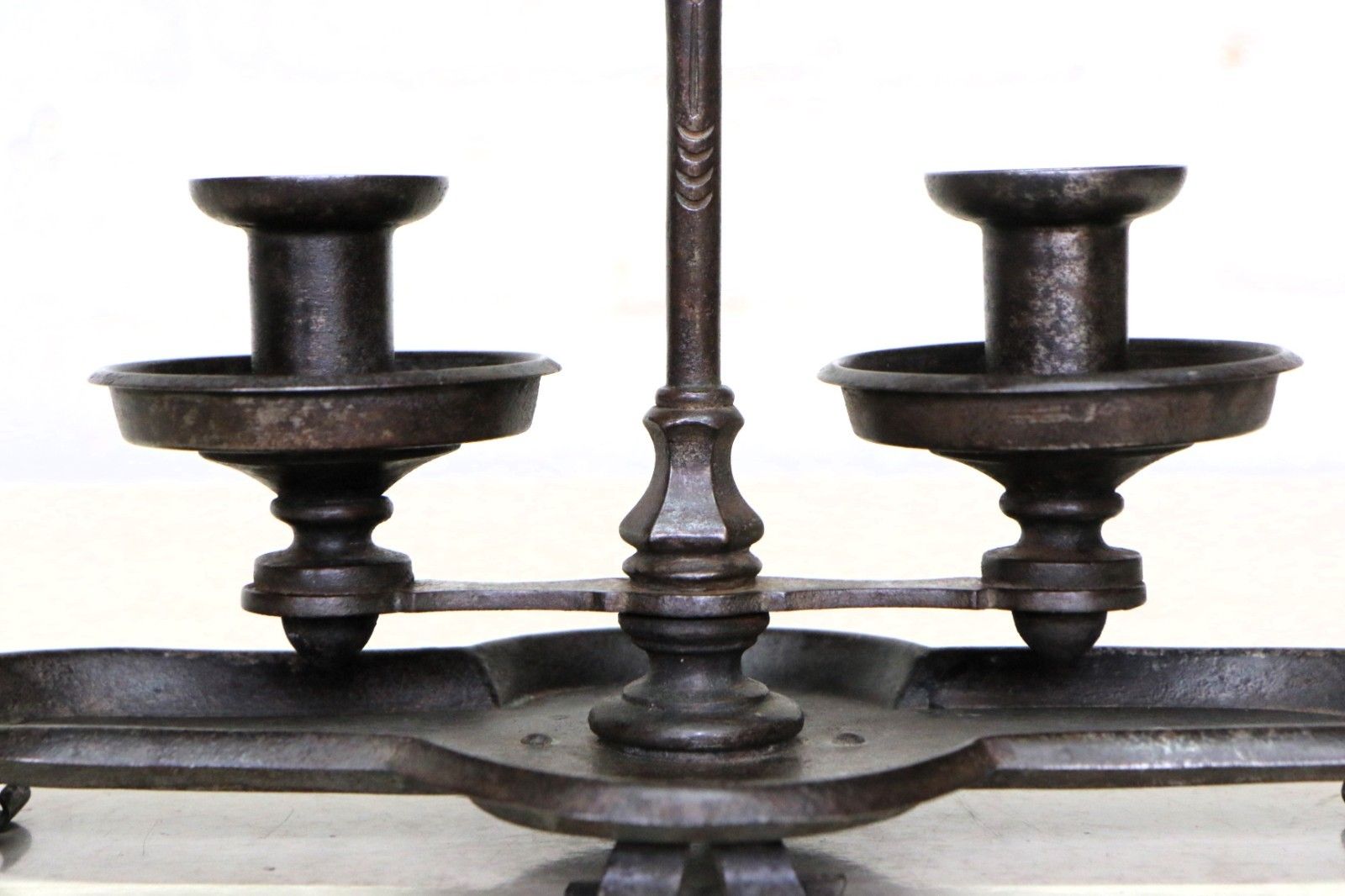 Home Decor A 19th Century Wrought Iron Double Candle Holder Candlestick English Early 19th photo
